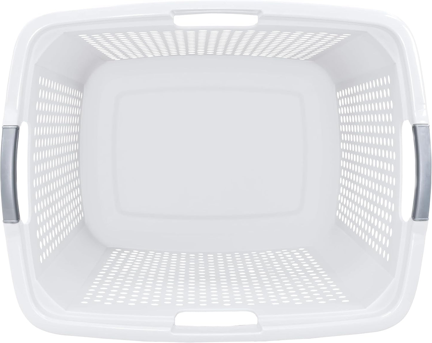 (2-Pack), 2.5 Bushel Plastic Dirty Laundry Basket, White, With two Handles.Ideal for Families, Apartments, and Dormitory Rooms。