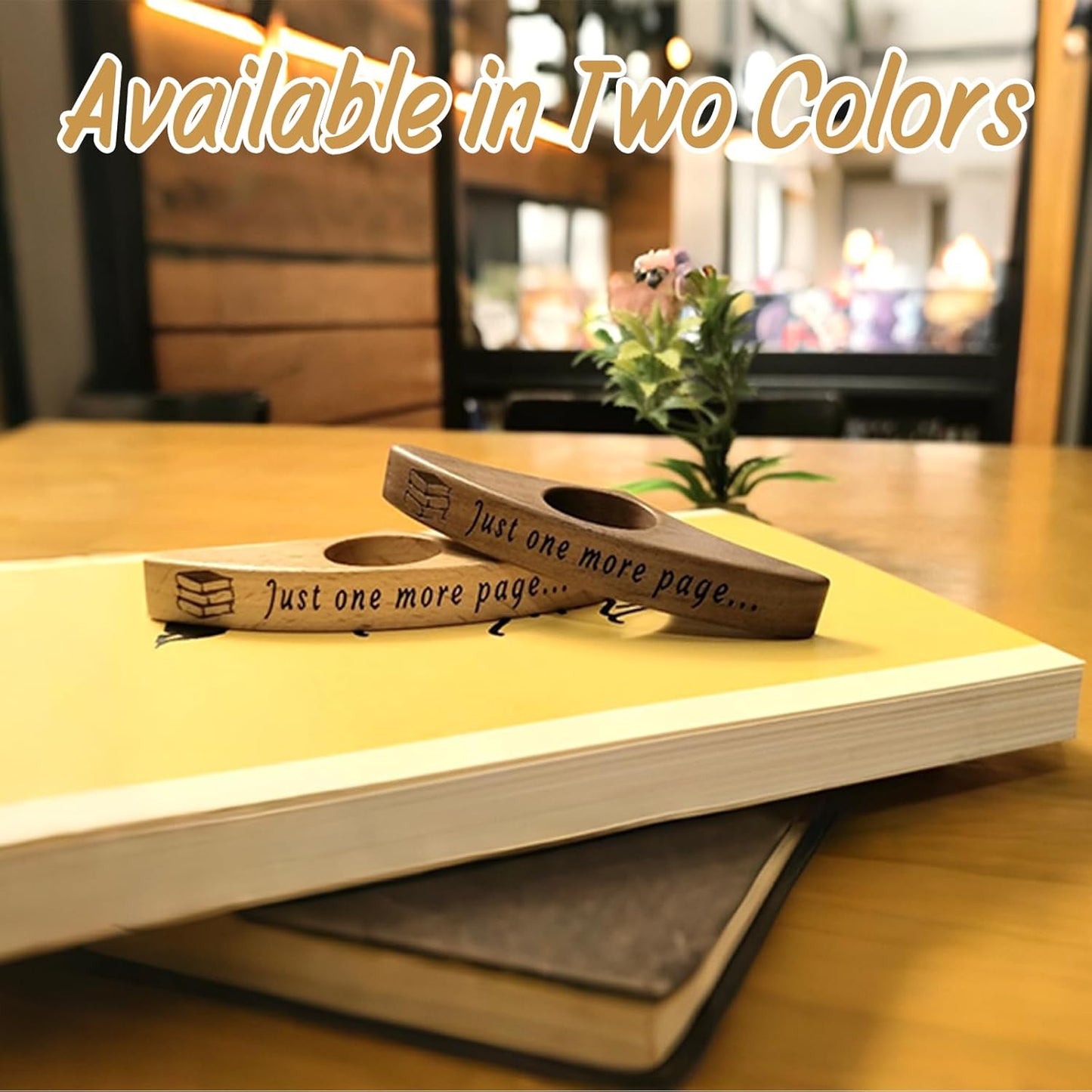 Wooden Book Page Holders for Reading - Thumb Page Holder & Book Opener Holder | Just One More Page Ergonomic Hands-Free Helper - Perfect Gift for Book Lovers & Readers (Natural Wood 2)