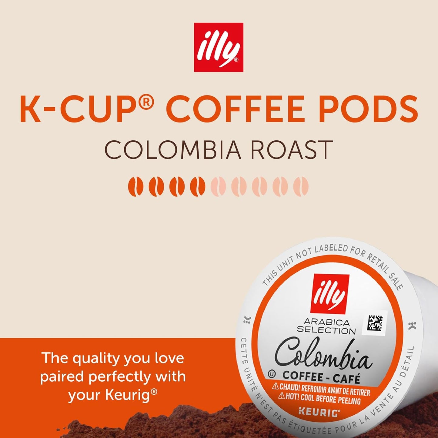 Illy Coffee K Cups - Compatible Pods for Keurig Coffee Maker - Single Origin Colombia Medium Roast - Notes of Citrus and Red Fruits - 10 Count (Pack of 6)