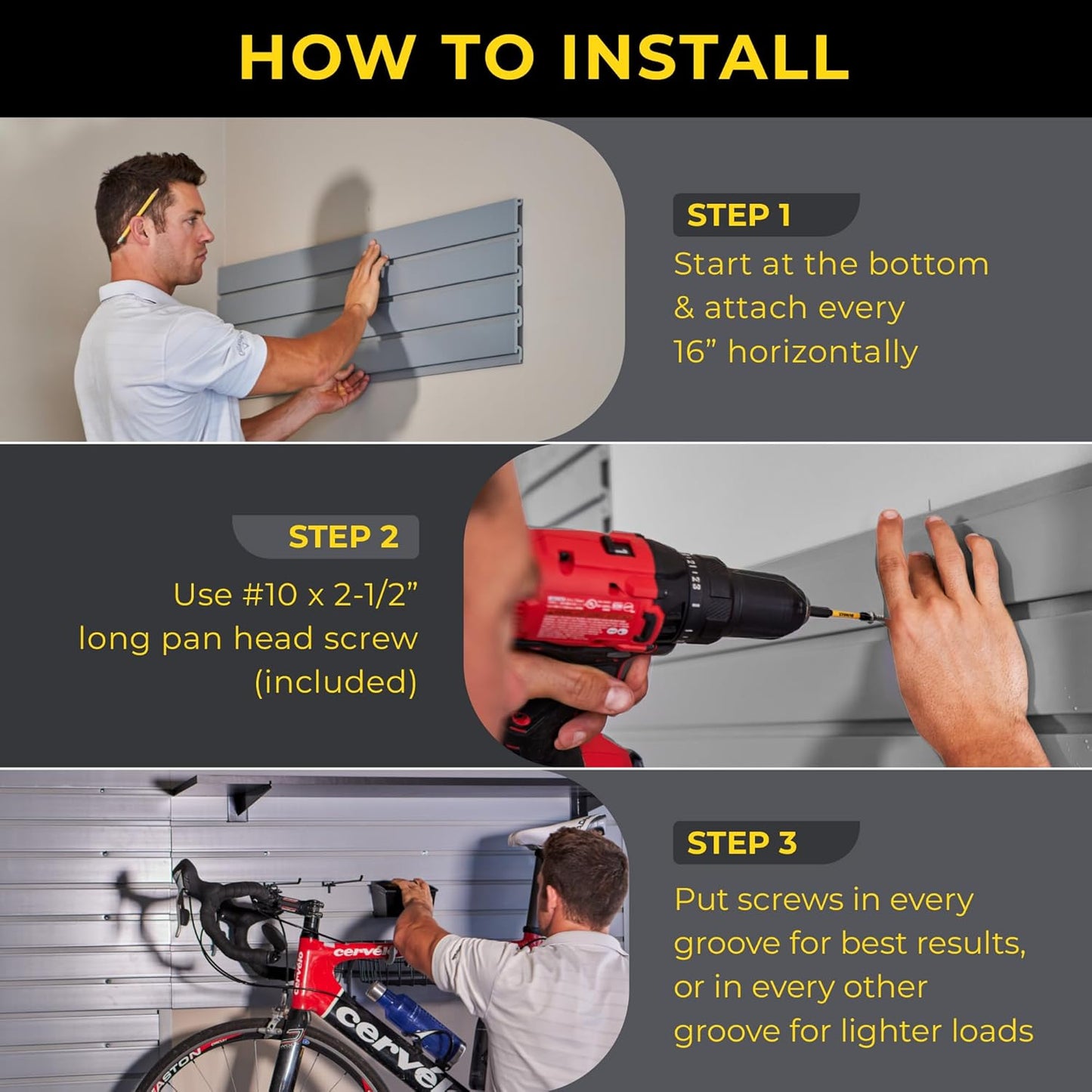 DLDIRECT 36" X 48" - Slatwall Panel Garage Organizer: Heavy Duty Wall Mounted PVC Rack, Interlocking Slat Paneling for Garage Storage, Slotwall Board, Shelves System