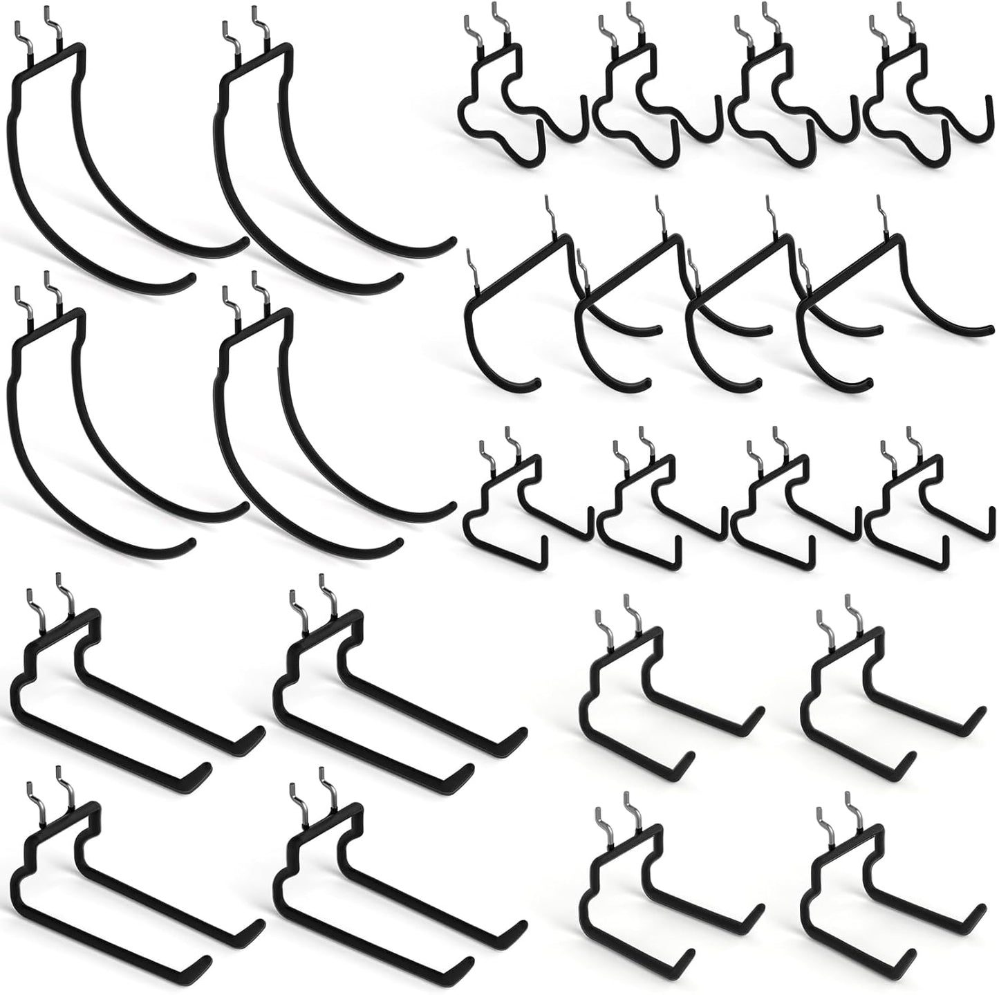 INCLY 24 Pack Heavy Duty Pegboard Hooks, 1/4" Pegboard Drill Holder Tool Utility Hooks, Peg Board Tool Hangers Accessories for Hanging Power Tools, Drill, Hammer, Workbench, Garage