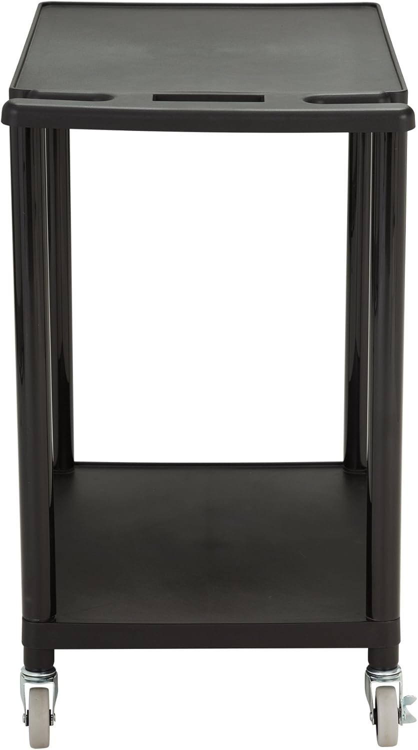 Norwood Commercial Furniture 2-Tier Mobile Utility AV Cart with Casters, Rolling Presentation and Media Cart on Wheels, Black
