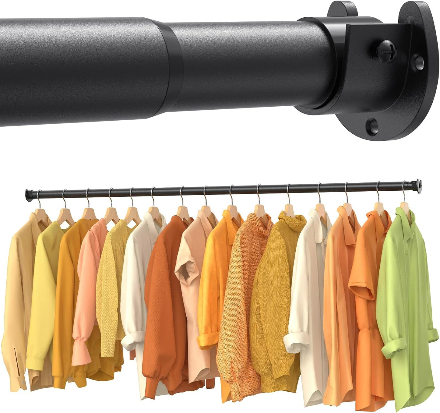 2 Pack Closet Rods for Hanging Clothes,17-83 Inch No-Cut Stepless Adjustable Closet Rod, 1.3 Inch Heavy Duty Metal Closet Hanging Rod with Brackets, Closet Bar for Closet, Laundry Room, RV, Wardrobes