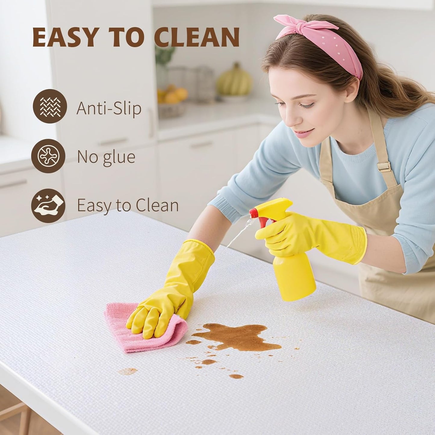 Shelf Liners for Kitchen Cabinets Non Adhesive Drawer Liner 23.4in x 20FT Pure White Thickened Shelf Liner Strong Non-Slip Easy to Clean for Tool Box Refrigerator with Knife and Tape Measure