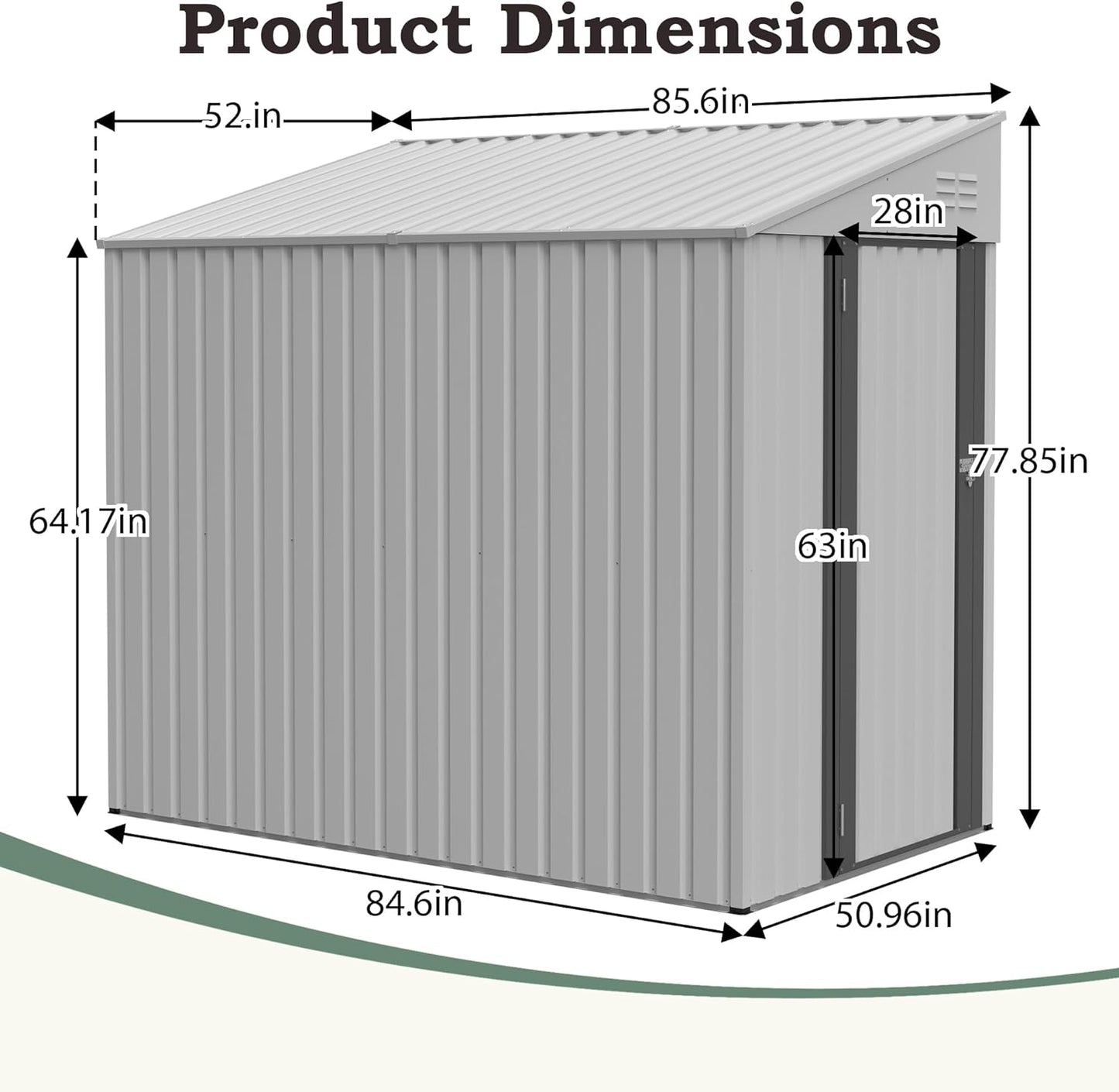 4x7 FT Outdoor Storage Shed,Lean to Lockable Metal Garden Shed Steel with Reinforced Beams,All Weather Waterproof Storage House W/Lockable Door&2 Air Vents,for Backyard,Patio,Lawn,Garden,White