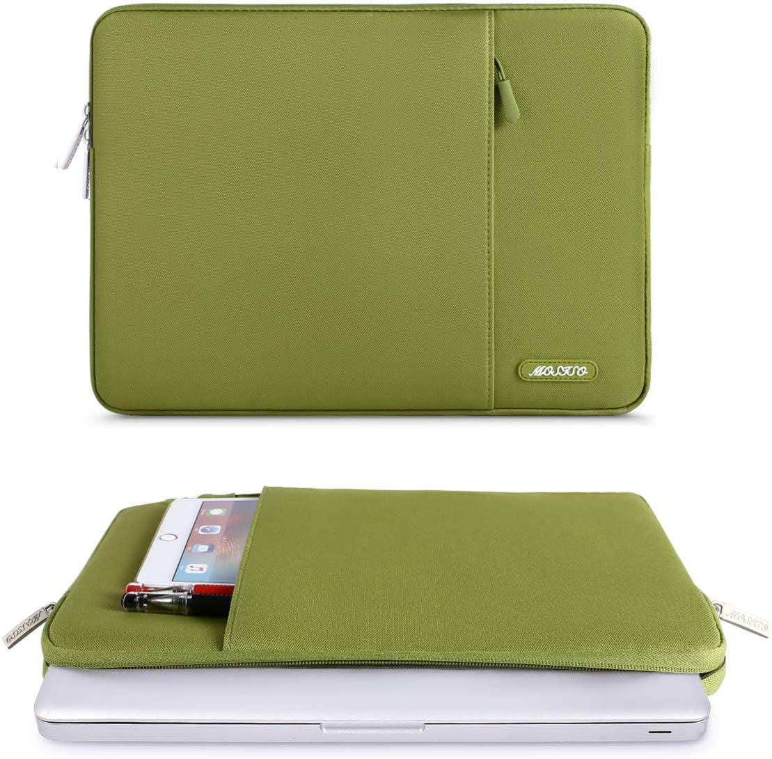 MOSISO Laptop Case 13.3 inch, 13-13.3 inch Laptop Sleeve Compatible with MacBook Air/Pro 13/Pro 14 M5 M4 M3 M2 M1, HP Dell ASUS Lenovo,Polyester Vertical Computer Sleeve Bag with Pocket, Chartreuse