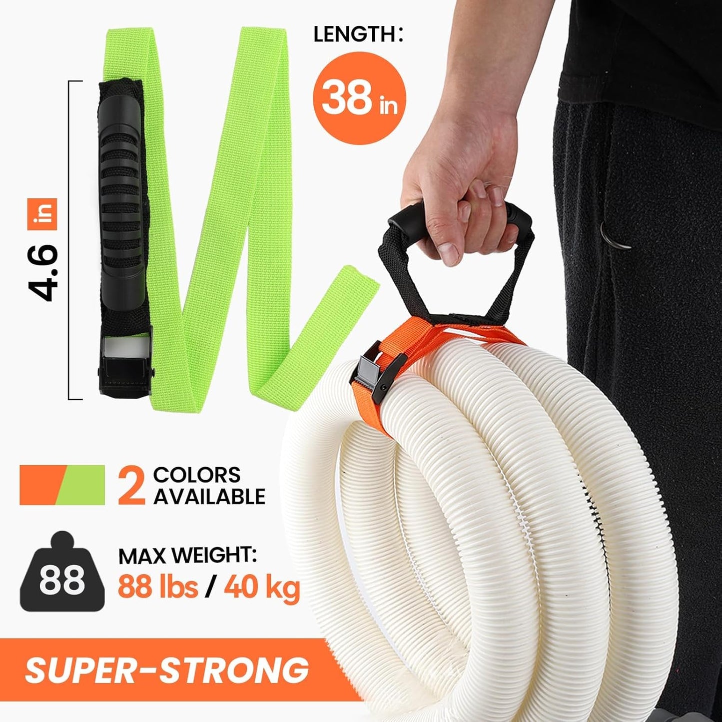3 Pcs Heavy Duty Storage Straps with Handle Easy-Carry Wrap Cables Holder Easy Extension Cord Organizer Adjustable Lock Slider Buckles Storage Straps for Cables Ropes Hoses