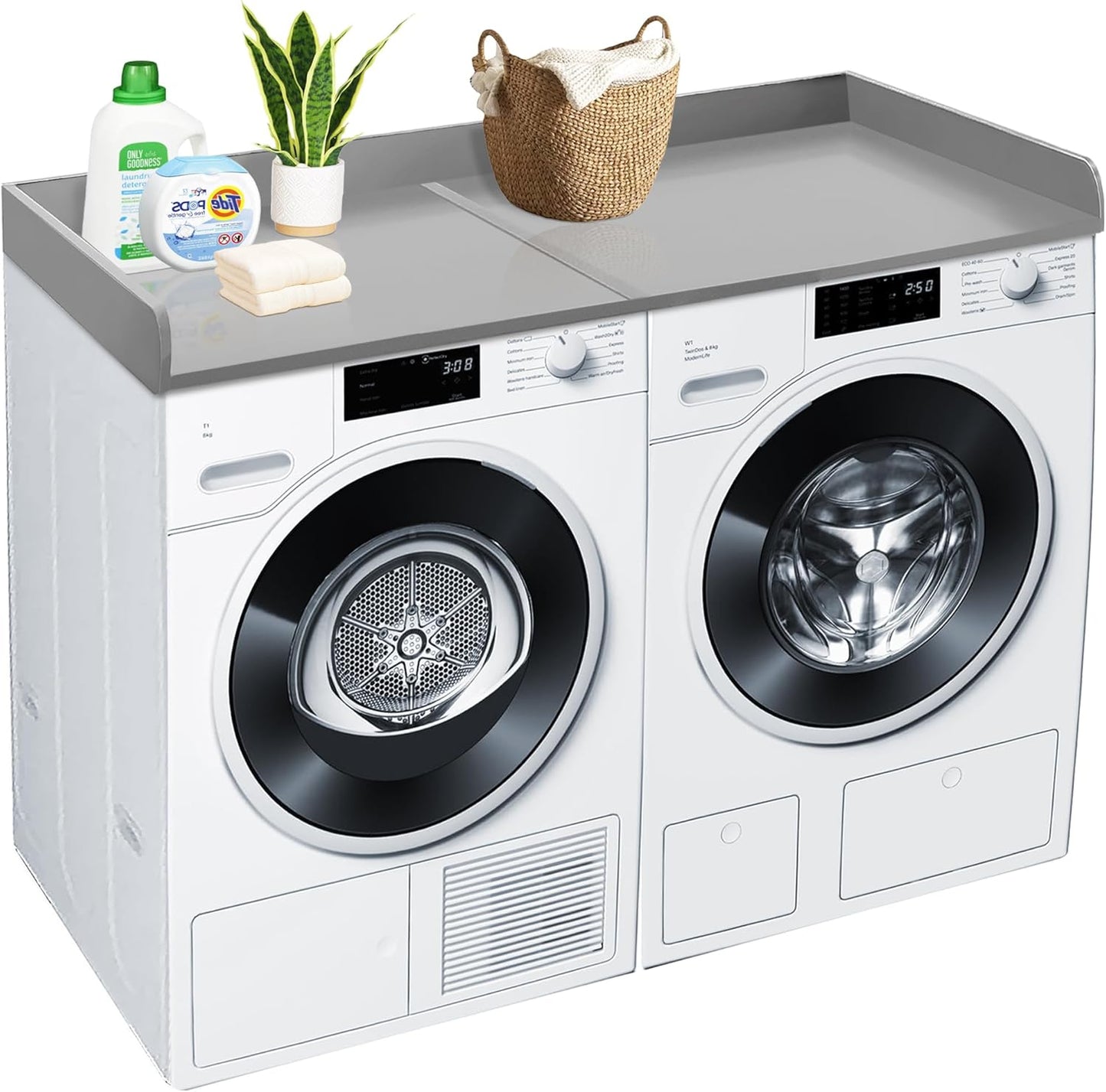 Royxen Washer Dryer Countertop, 27.4" x 54", Wood, Universal Fit, Laundry Room Organization, Grey