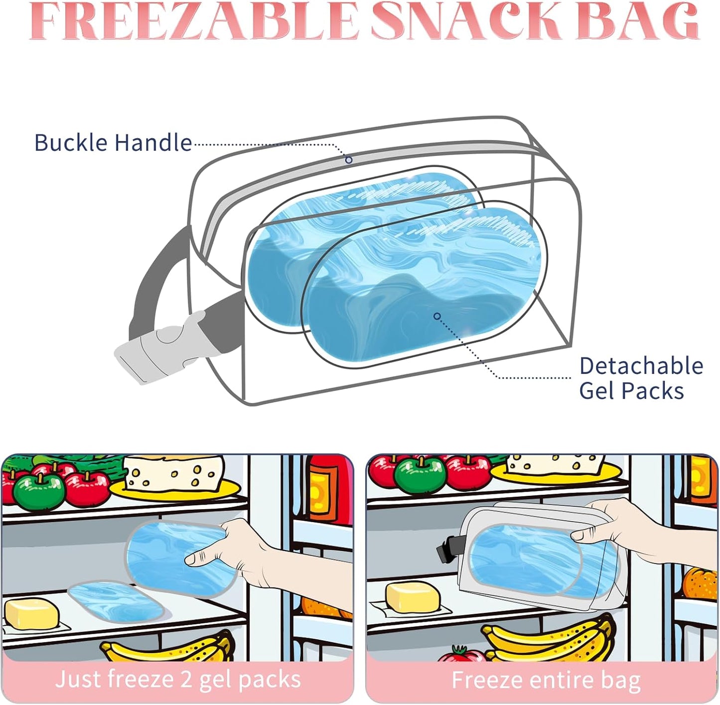 Cerbonny Small Cooler Bag Freezable Lunch Bag for Work School Travel,Small Lunch Bag,insulated snack bag For Adults/Kids,Mini Cooler,Lunch bag small Fit For Yogurt（Strawberries）