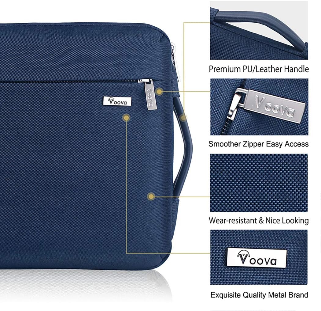 Voova Laptop Sleeve Case 15.6 16 Inch with Handle, 360° Protective Waterproof Slim Computer Bag Cover Compatible with MacBook Pro M2/M3/M4 16, HP Acer Lenovo Yoga ThinkPad Asus Laptop, Blue