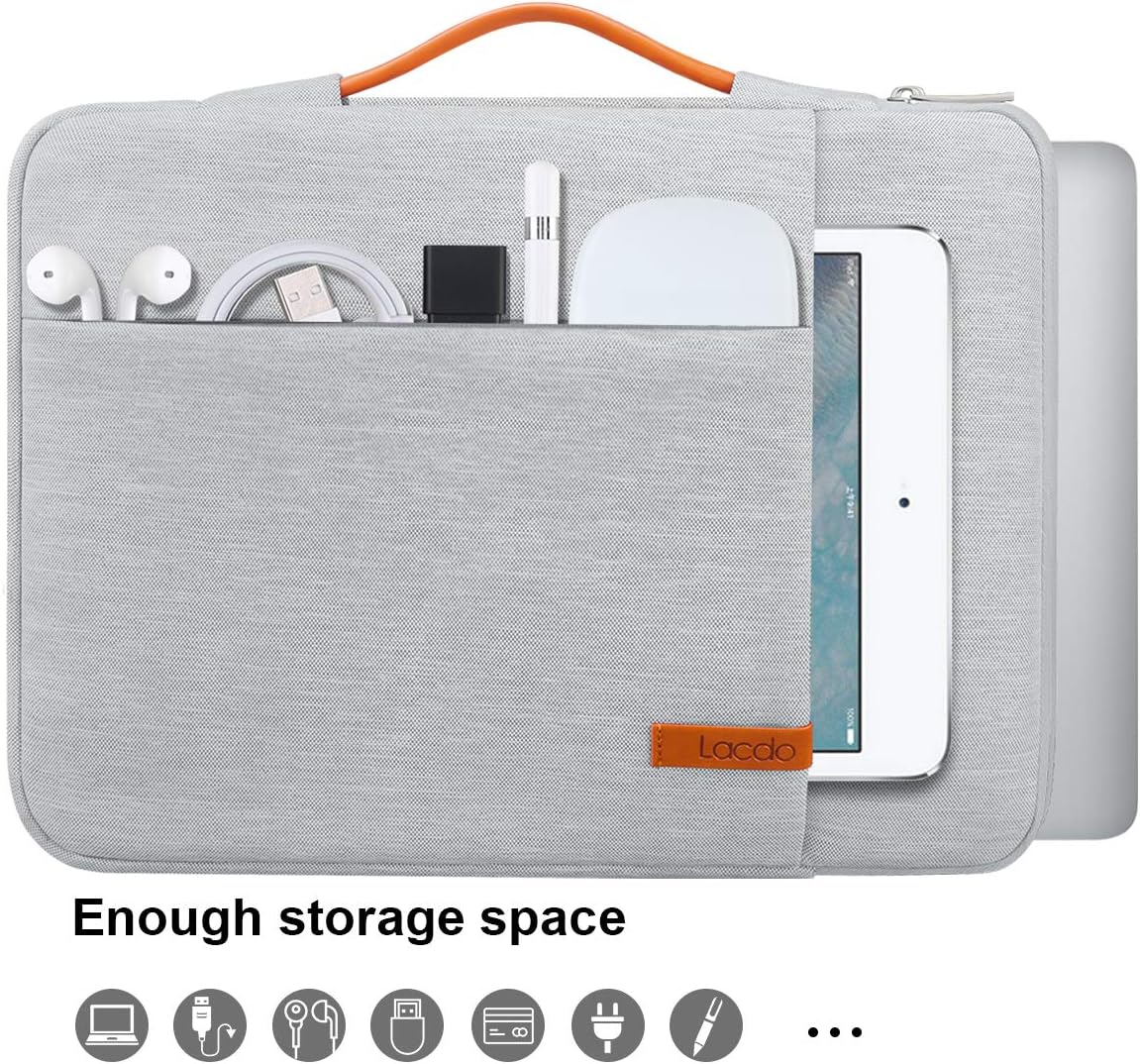 Lacdo 360° Protective Chromebook Case 11 Inch Laptop Sleeve for 11 Inch Acer HP Dell Samsung ASUS Chromebook Spin 311, 13 Inch Microsoft Surface Pro 11th Copilot+PC/10/9/8/X Computer Bag, Gray