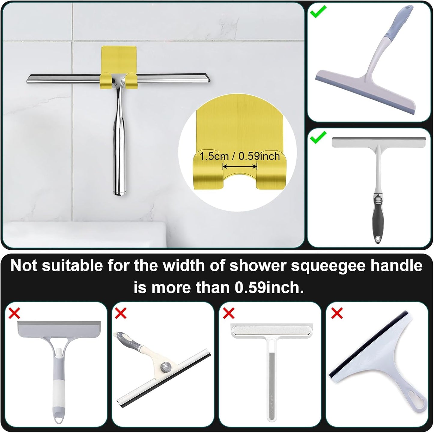 CGBE Razor Holder for Shower, 4 Packs Razor Holder and 4 Packs Shower Hooks, Self Adhesive Shaver Holder Hanger Hooks for Bathroom, Damage Free Wall Hooks for Razor Shaver Loofah Sponge - Gold
