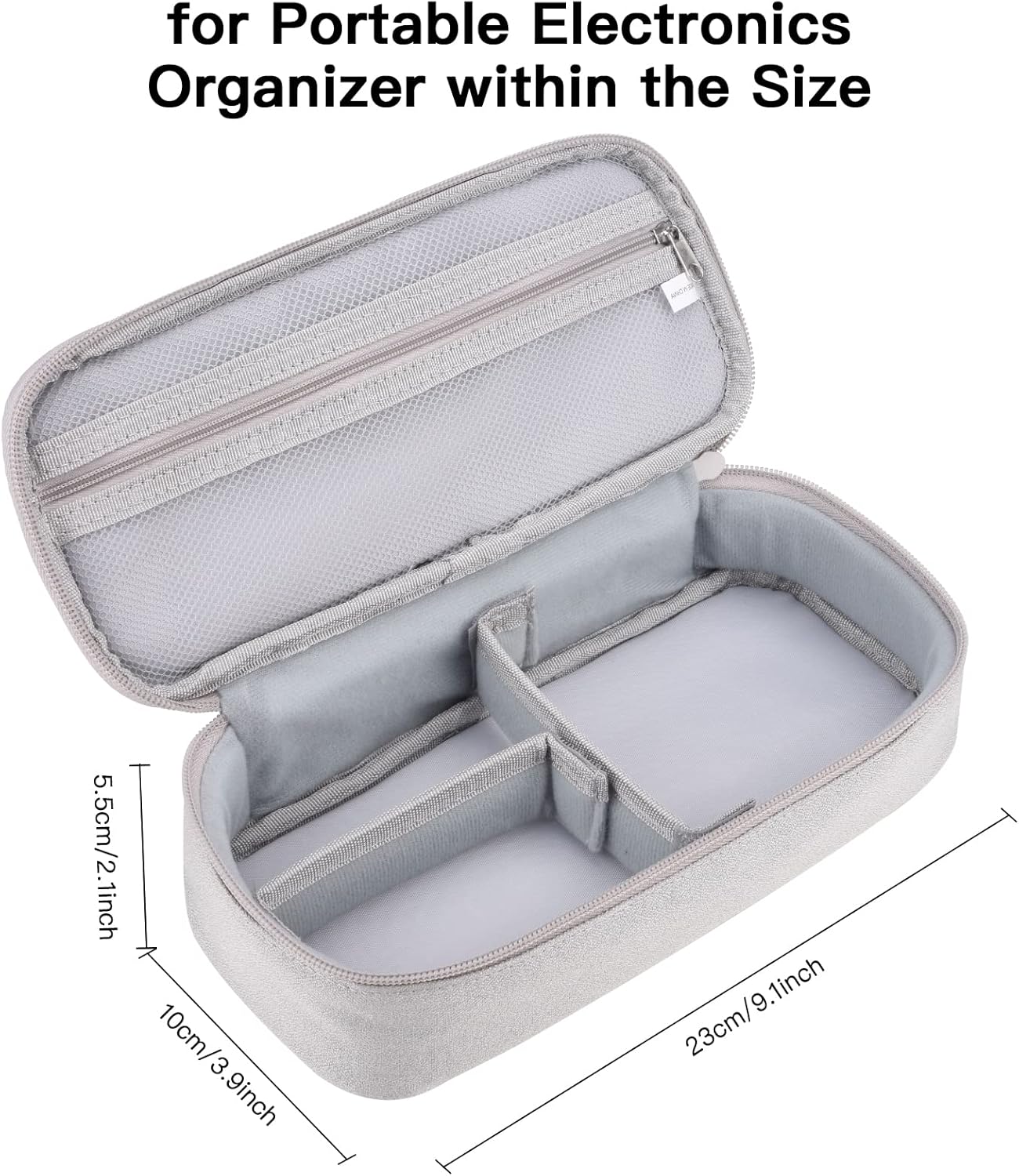 Cord Organizer Travel Case, Portable Tech Organizer Pouch Bag for Cable & Charger, Tech Electronics, Travel Essentials (Light Grey)