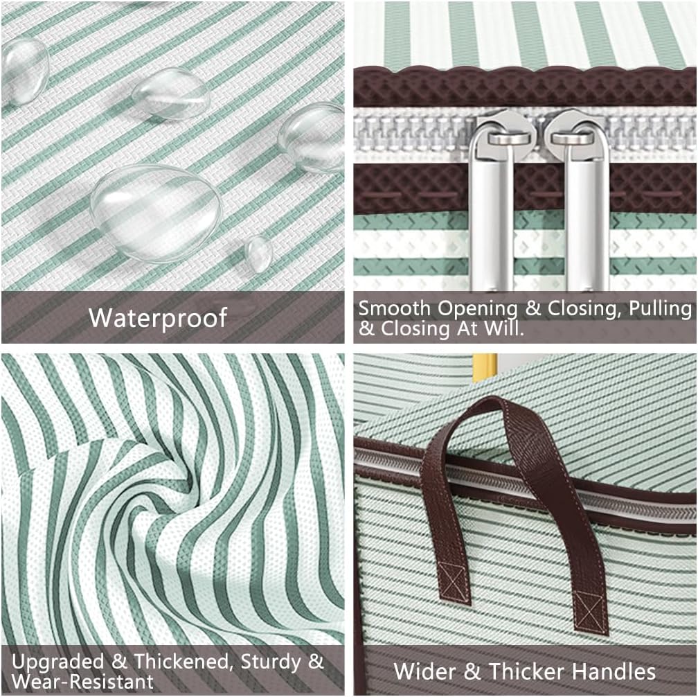 Large Blanket Storage, 180L Foldable Storage Bin, Clothes Storage Bags with Handle Zippers Blanket Organization for Bedroom Closet Comforter Sheets Pillow