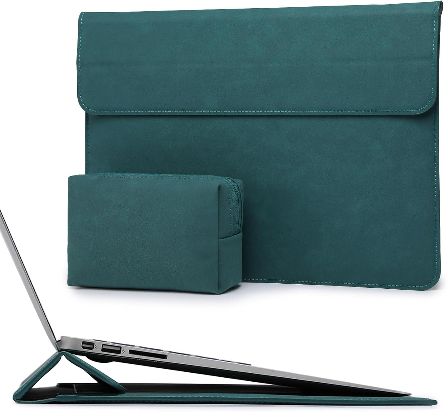 HYZUO 15-16 Inch Laptop Sleeve Case with Stand Feature for MacBook Pro 16 M4/M3/M2/M1 Pro/Max 2025-2019, XPS 15, MacBook Pro 15 2015-2012, Samsung Galaxy Book Flex/Pro 15, Dark Green
