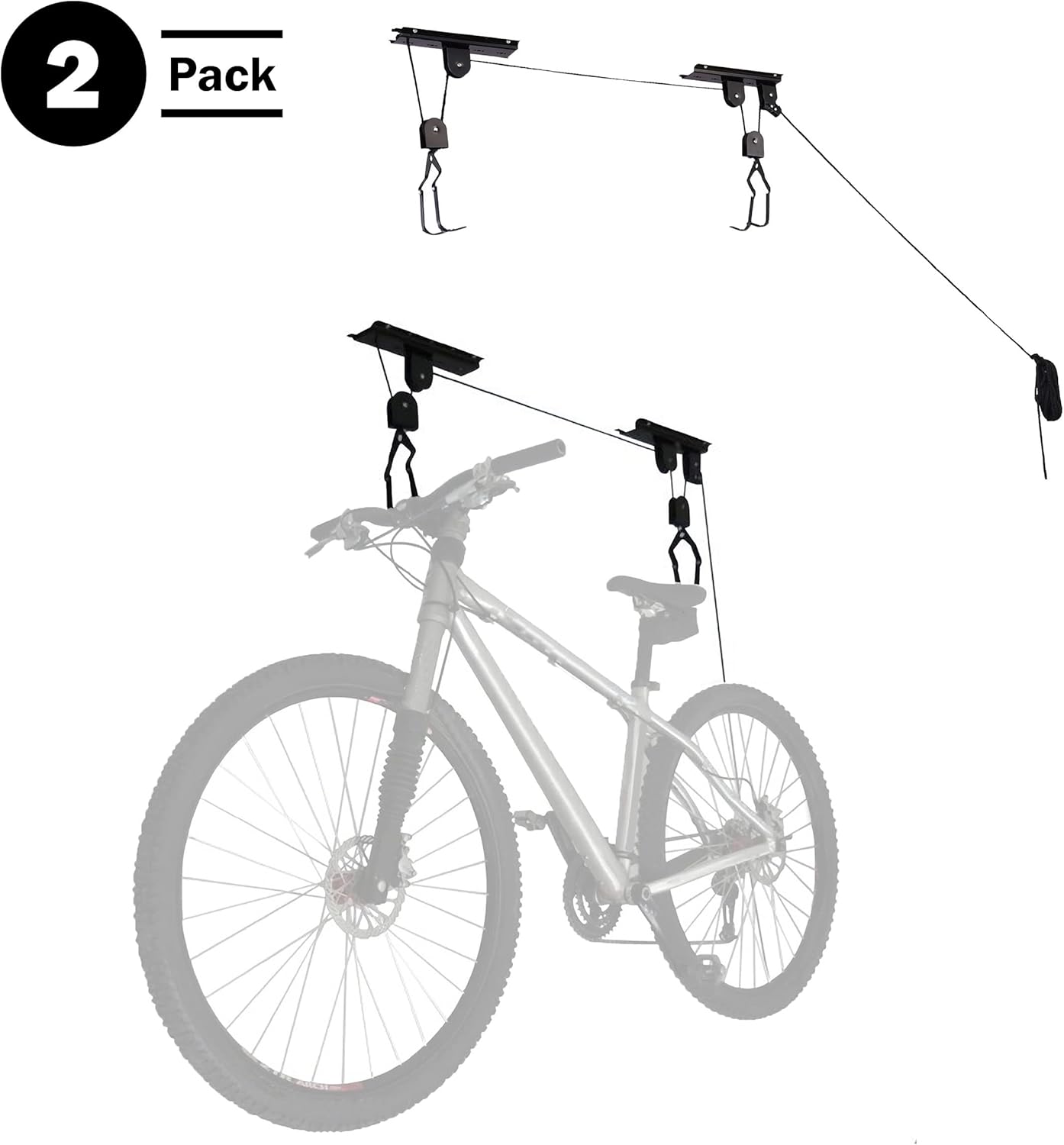 Bike Hanger - Overhead Hoist Pulley System with 100lb Capacity for Bicycles or Ladders - Secure Garage Ceiling Storage by Rad Sportz