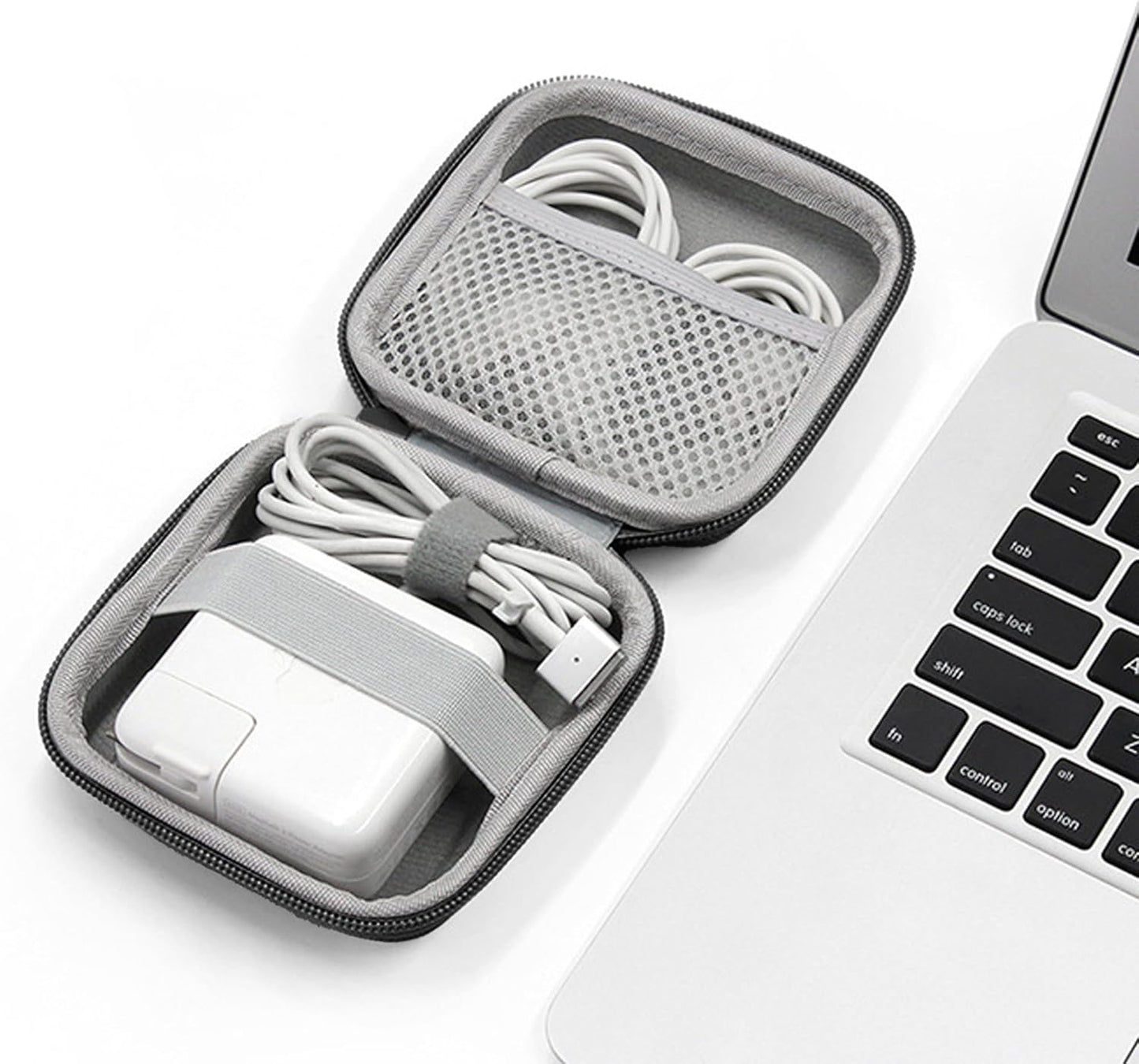 Charger Case for Macbook, Portable Tech Electronic Organizer Bag, Travel Storage Pouch for Laptop Accessories, MacBook Power Adapter, Charging Cords, USB Drives, Power Bank (Black, M)