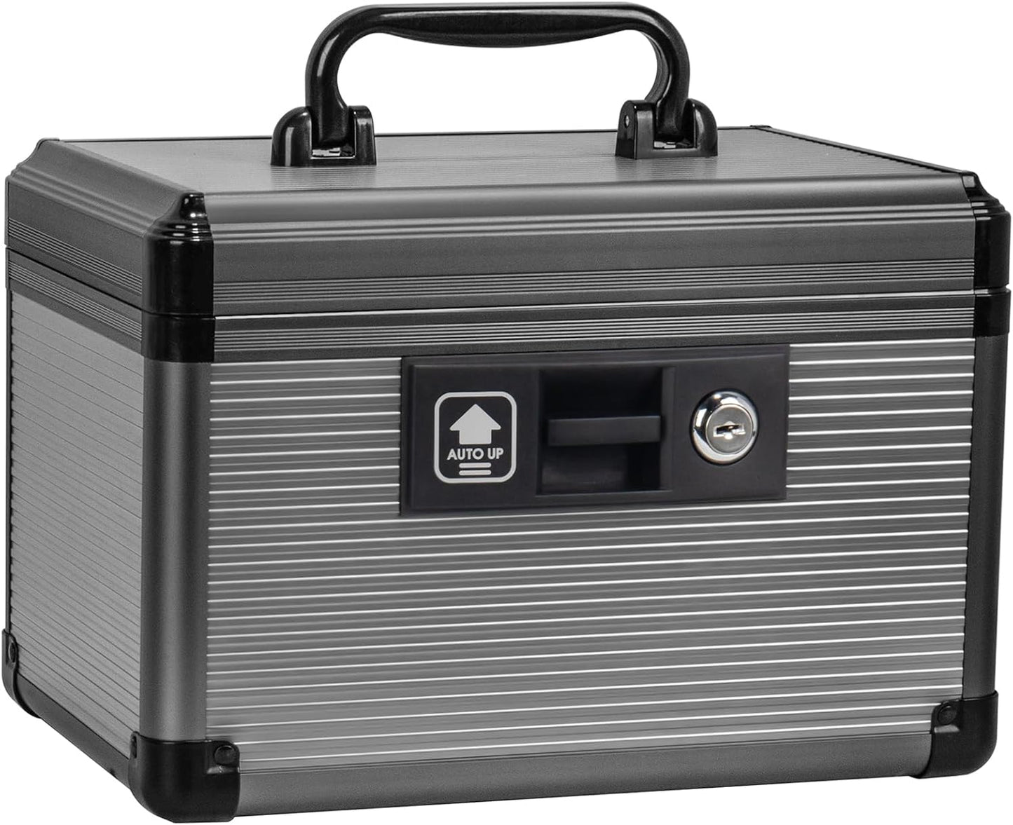 Medicine Lock Box with Key, Alluminum Alloy Box for Medication,First Aid Box with a Removeable Tray to Store Medicines & Pills for Home,Black 10 * 6.89 * 6.89 Inch