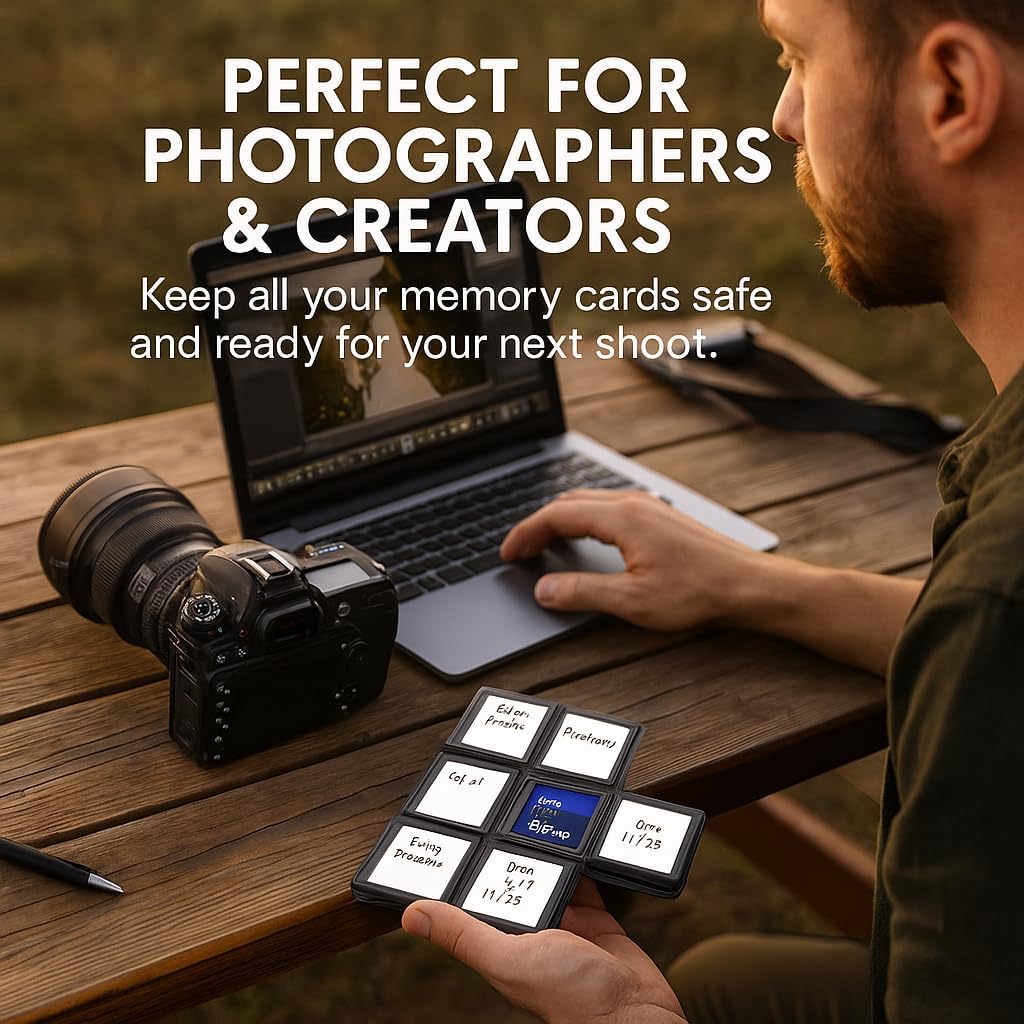 Acuvar 24 Slot SD/SDHC Memory Card Hard Plastic Case – Durable ABS Portable SD Card Storage Box Organizer, Protective Hard Shell SD Card Carrying Case for Photographers, Anti-Shock & Waterproof