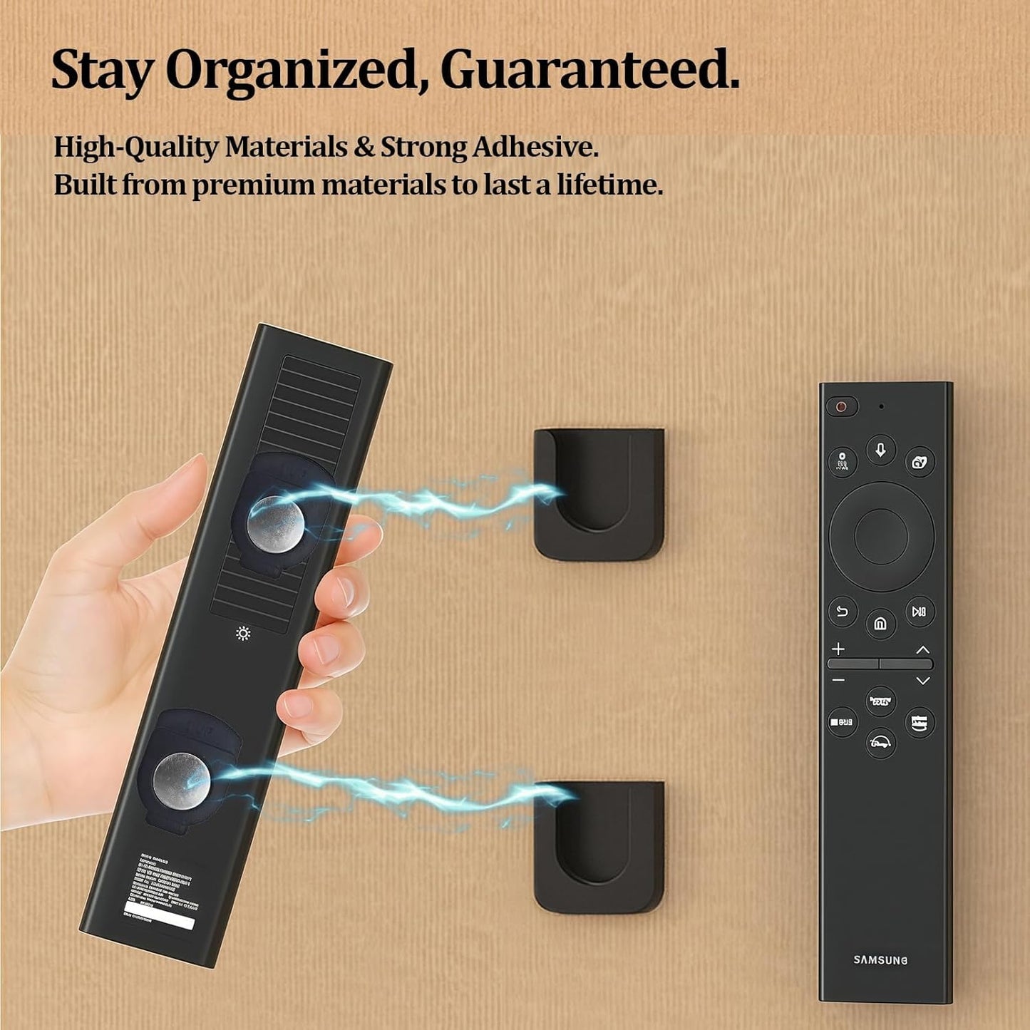 Magnetic Remote Control Holder Wall-Mounted Remote Holder Adhesive Strips Easy Installation for TV, Fan, and AC Remotes to Organize Home & Office (4 Pack)