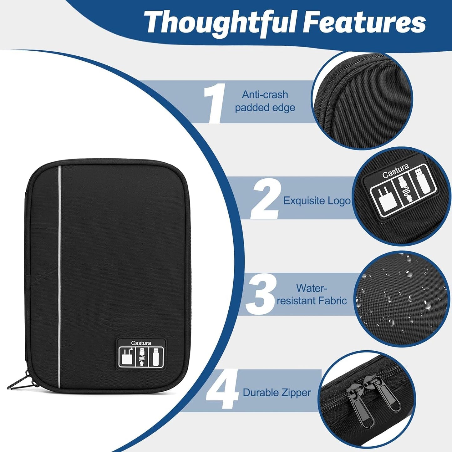Electronic Organizer Travel Case, All-in-One Portable Cable Organizer Bag for Storage, Cord Organizer Tech Accessories for Cables, Chargers, Power Bank, Flash Drive, SD Card