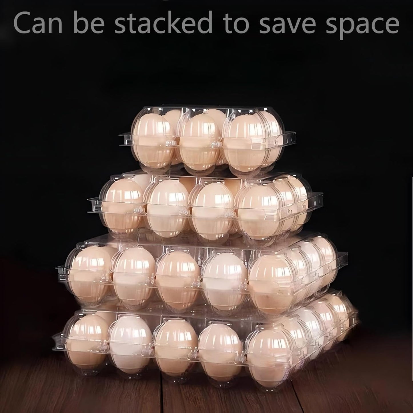 40 Pack 12-Egg Cartons Plastic Clear 3X4 Grids Reusable Storage Container, Stackable Cheap Bulk 1/2 Dozen Egg Trays for Refrigerator/Farms/Camping/Travel