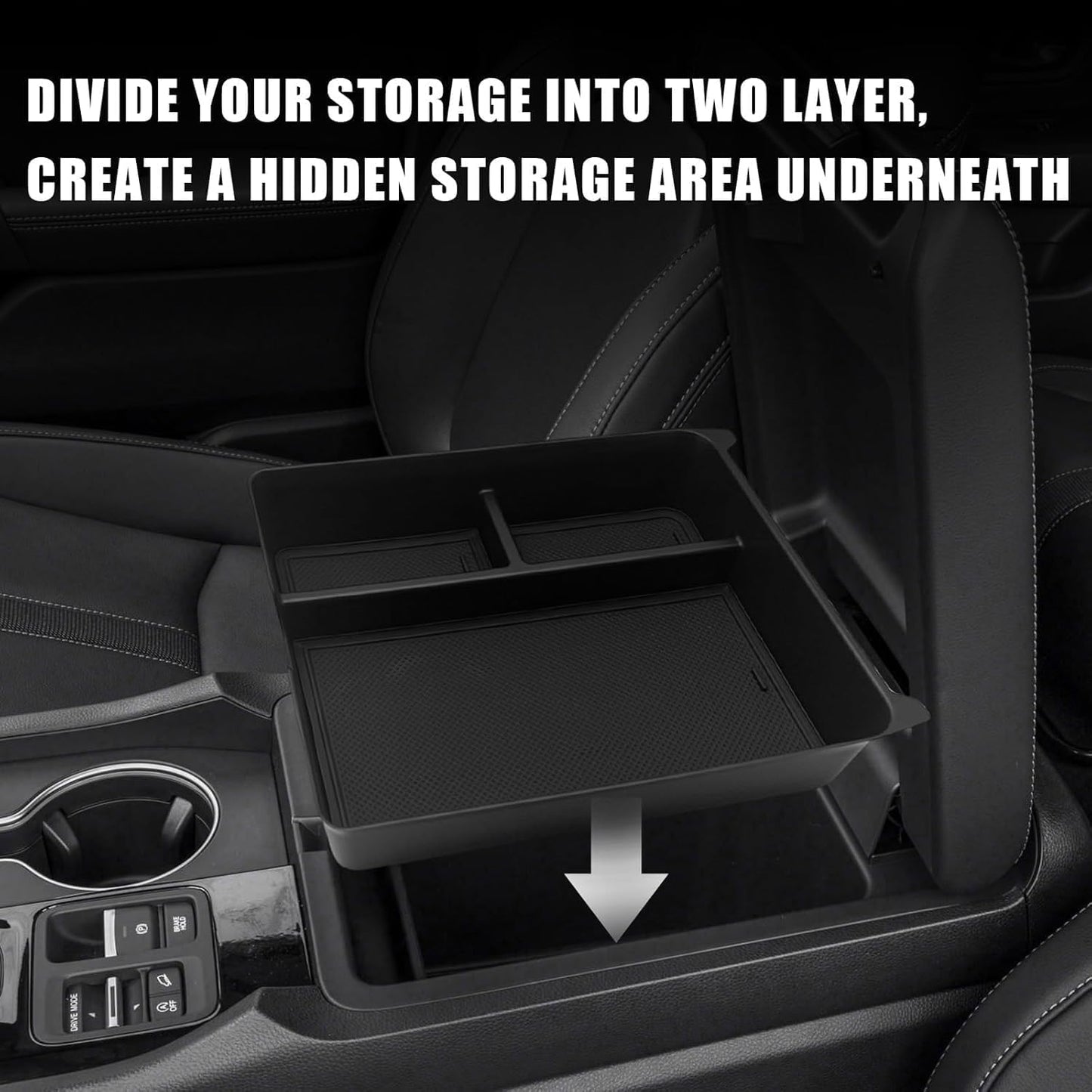 Muslogy Center Console Organizer & Cup Holder Insert & Magnet Armrest Hidden Storage Compartment Compatible with 2023-2025 Honda Pilot/2024-2026 Passport Center Console Inserts Interior 3PCS Set