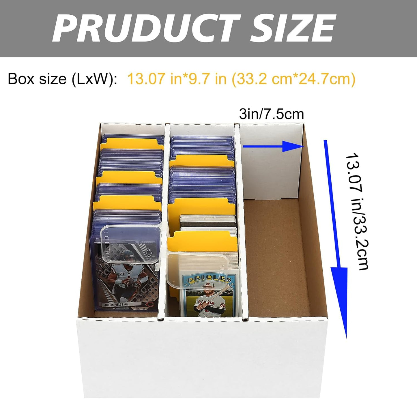 4Pack 3Pack Card Box for Trading Card, 2400-count Cardboard Card Storage Box, 3-Row bulk Card Storage box with 150 Soft Sleeves & 24 Dividers,Card Organizer Box for TCG/Magic/Mtg, Toploader
