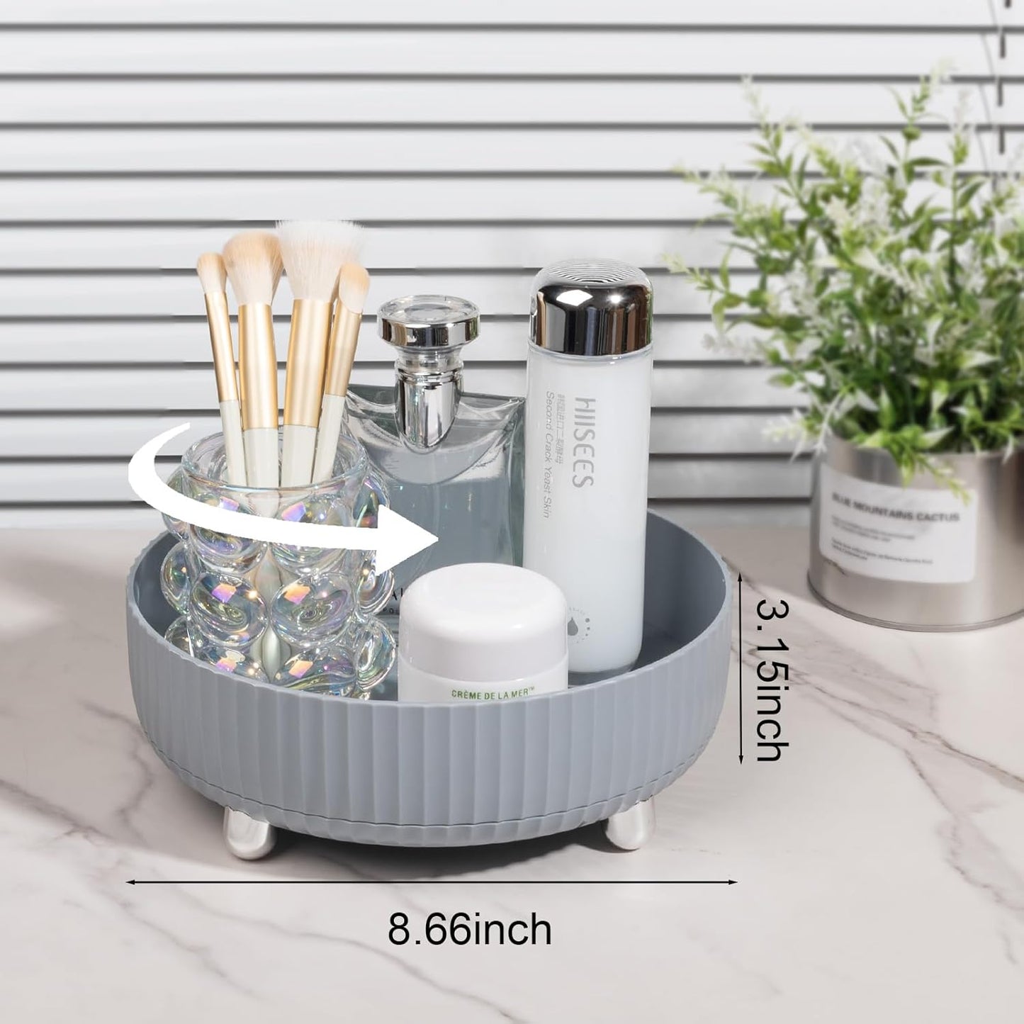 Anyoifax Makeup Perfume Organizer Tray 360 Degree Rotating Lazy Susan Skincare Lotion Organizer Spinning Cosmetics Storage for Dresser, Vanity, Bathroom Countertop, Small Grey