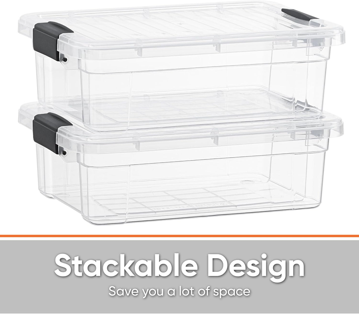 Superio Clear Storage Bins with Lids, 14.7 Quart BPA Free Plastic Containers, Transparent Boxes for Organizing, Stackable Crates, Organizer Totes for Home, Office, School, and Dorm