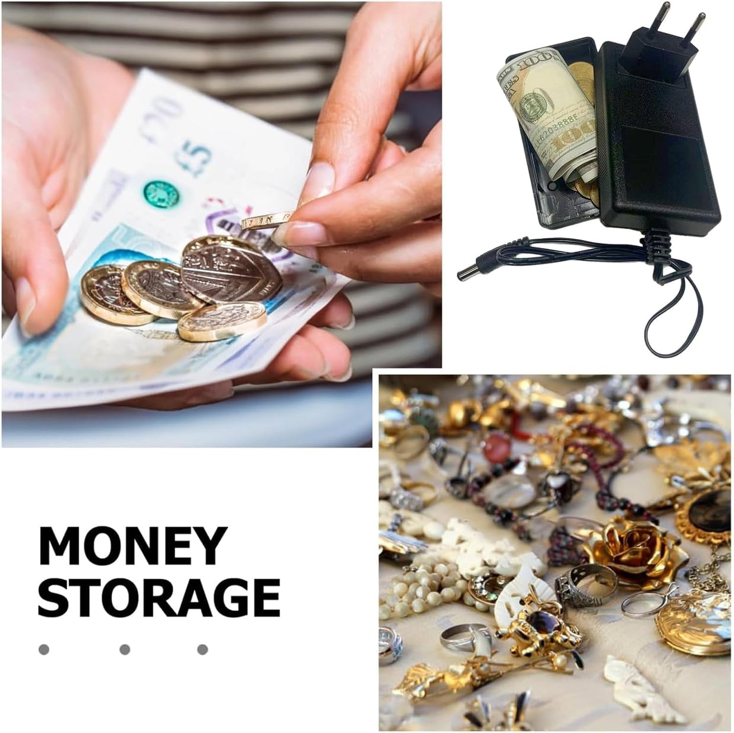 Hidden Money Safe Box, Realistic Fake Charger Safe Compartment, Hiding Storage Fake Plug Store For Keys, Stashback, Private Money
