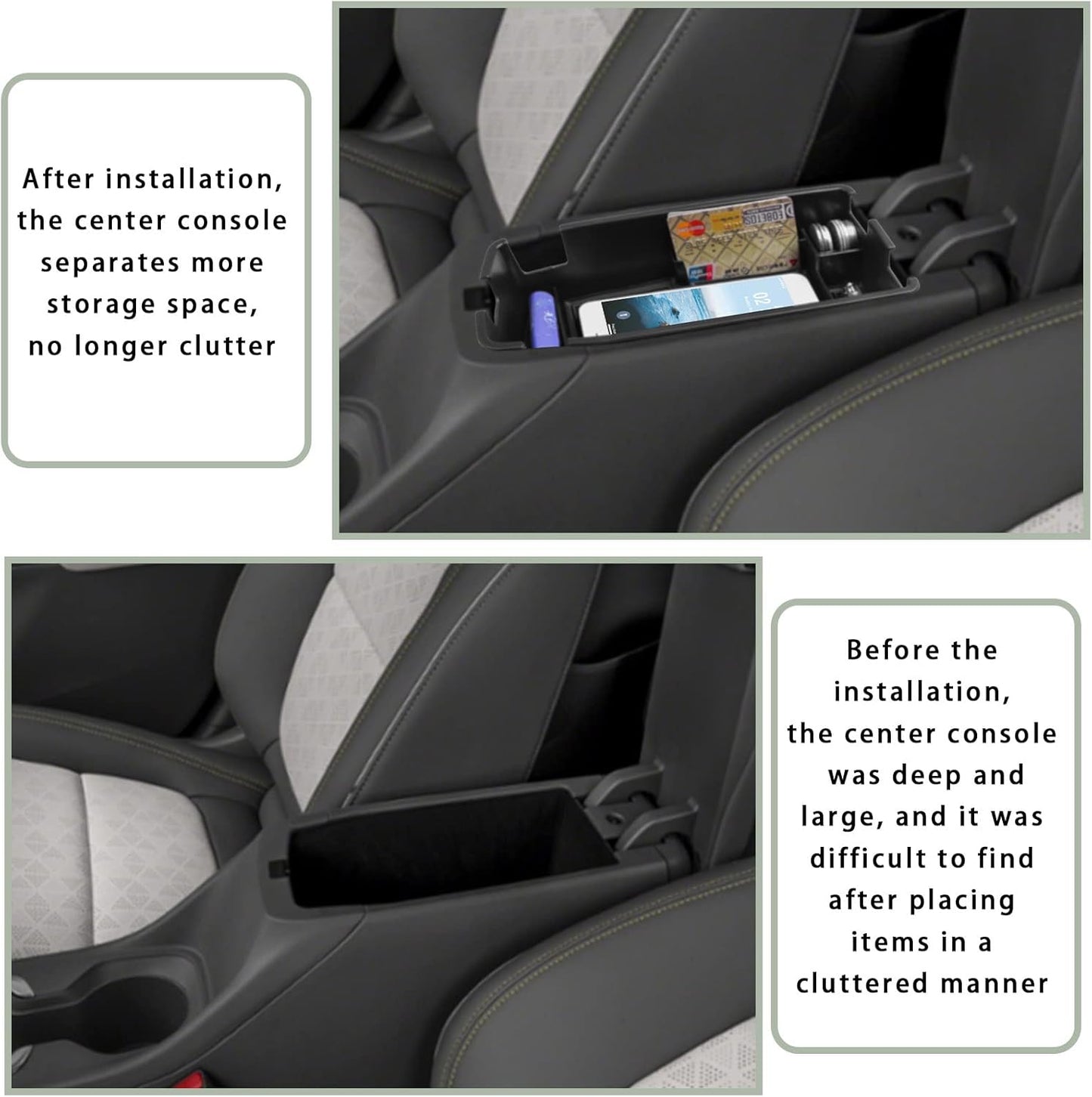 EDBETOS Center Console Organizer Tray Compatible with Chevy Bolt EUV Bolt EV Accessories 2022-2023 Interior Secondary Armrest Storage Glove Box Divider ABS Material, Black Trim