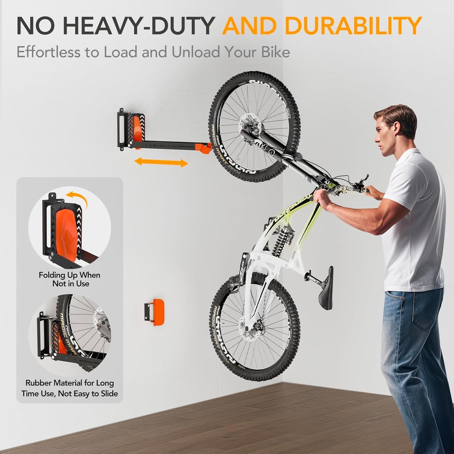 3-Pack Swivel Bike Rack Wall Mount, Bike Hangers for Garage, Space-Saving Vertical Bike Holder, Holds up to 77 lbs, Bicycle Wall Hanger Storage, No Heavy Lifting Required Indoor Hanging Bike Rack