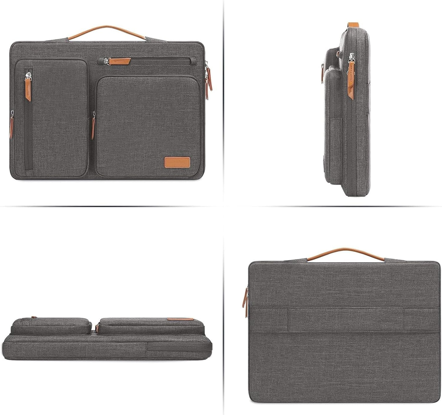 MOSISO 360 Protective Laptop Case 13 inch, 13 inch Laptop Sleeve Compatible with MacBook Air M4 M3 M2 M1 2025-2018/Pro M2 M1 2025-2016, Side Open Carrying Case with 4 Zipper Pockets&Handle, Taupe Gray