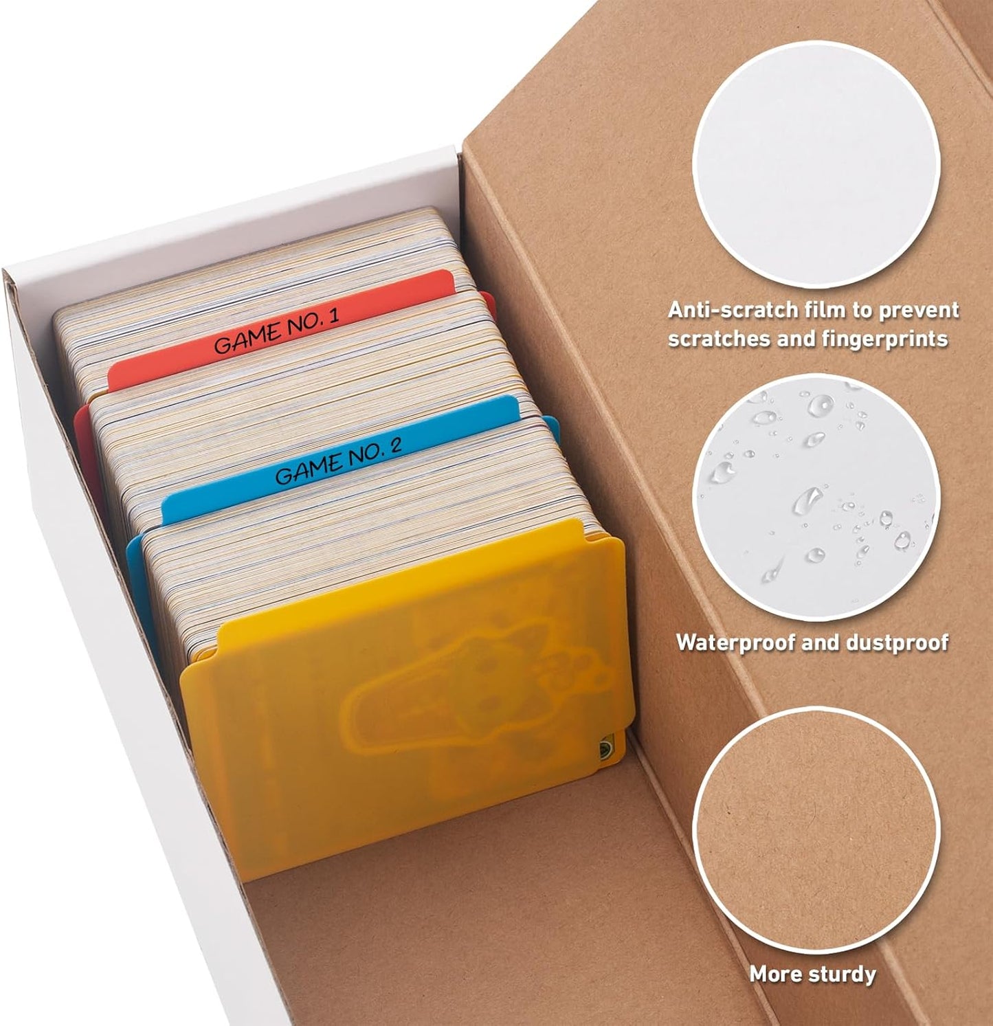 6 Pack Trading Card Storage Box,Cardboard Sports Game Card Storage Collector Boxes with 10 PCS Dividers,Card Organizer for Baseball Football Basketball Cards,Hold 3,600 Standard Trading Cards