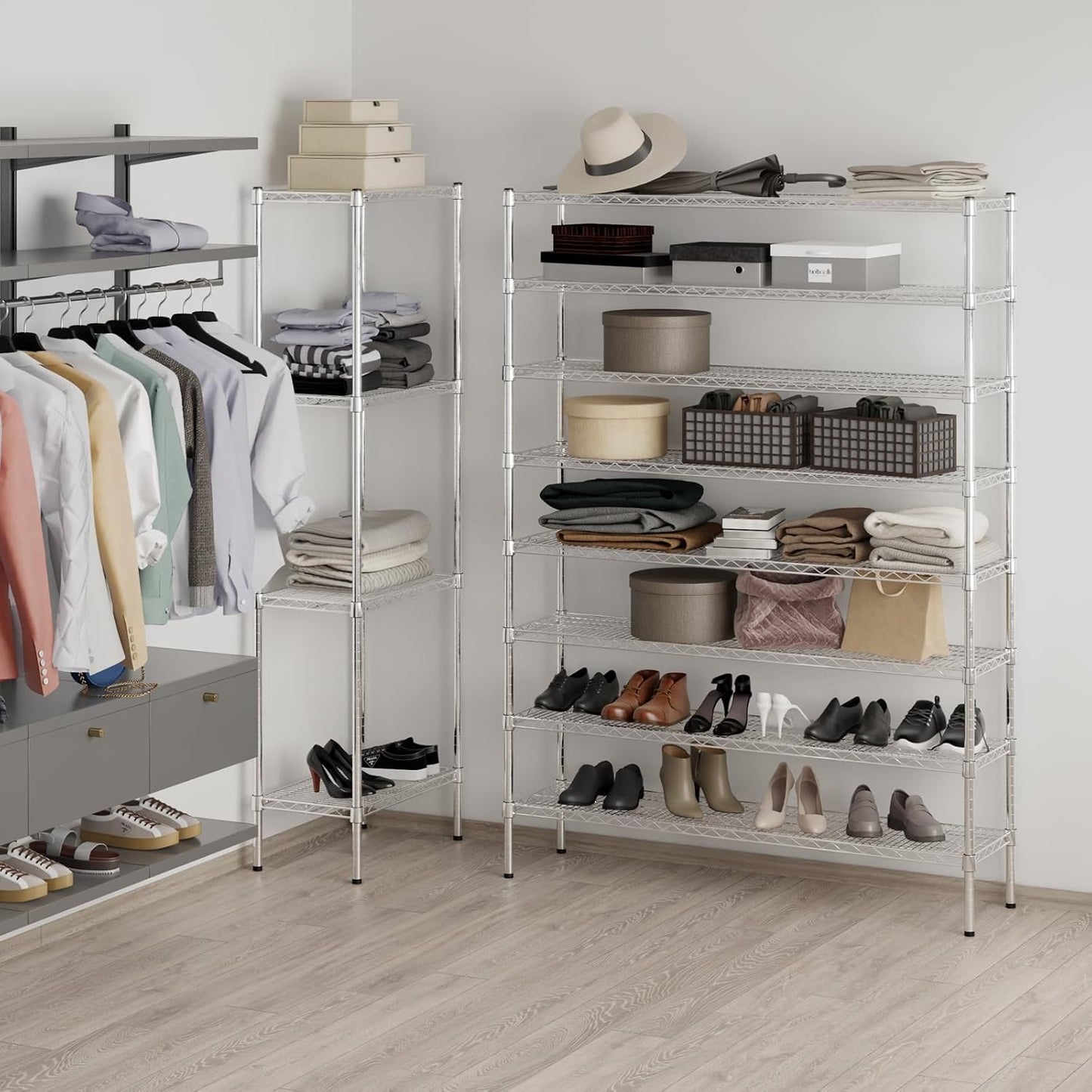 14" Deep x 54" Wide x 74" Height Wire Shelving Kit | 8-Tier | NSF Commercial Storage Rack Unit