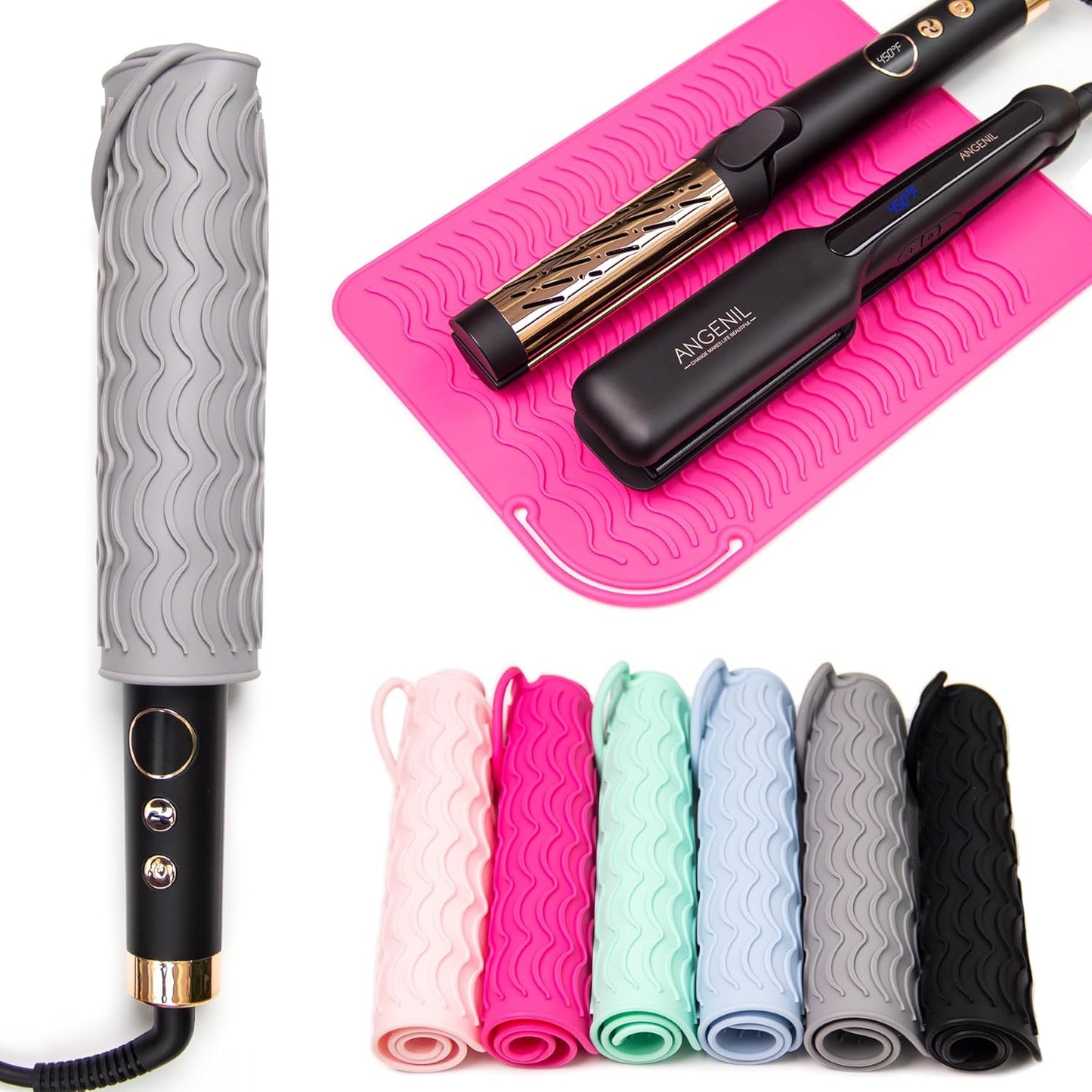 ANGENIL Pro Large Silicone Mat, Heat Resistant, for Curling Iron, Flat Iron, Travel Hot Hair Straightener Tools, Large Size 11.02" x 7.9"