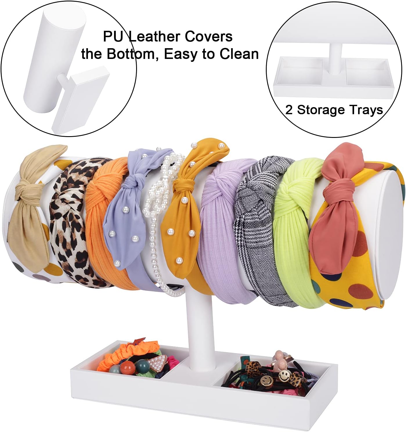 White Leather Headband Holder Organizer Storage Headband Stand Display Baby Headband Organizer for Girls Women