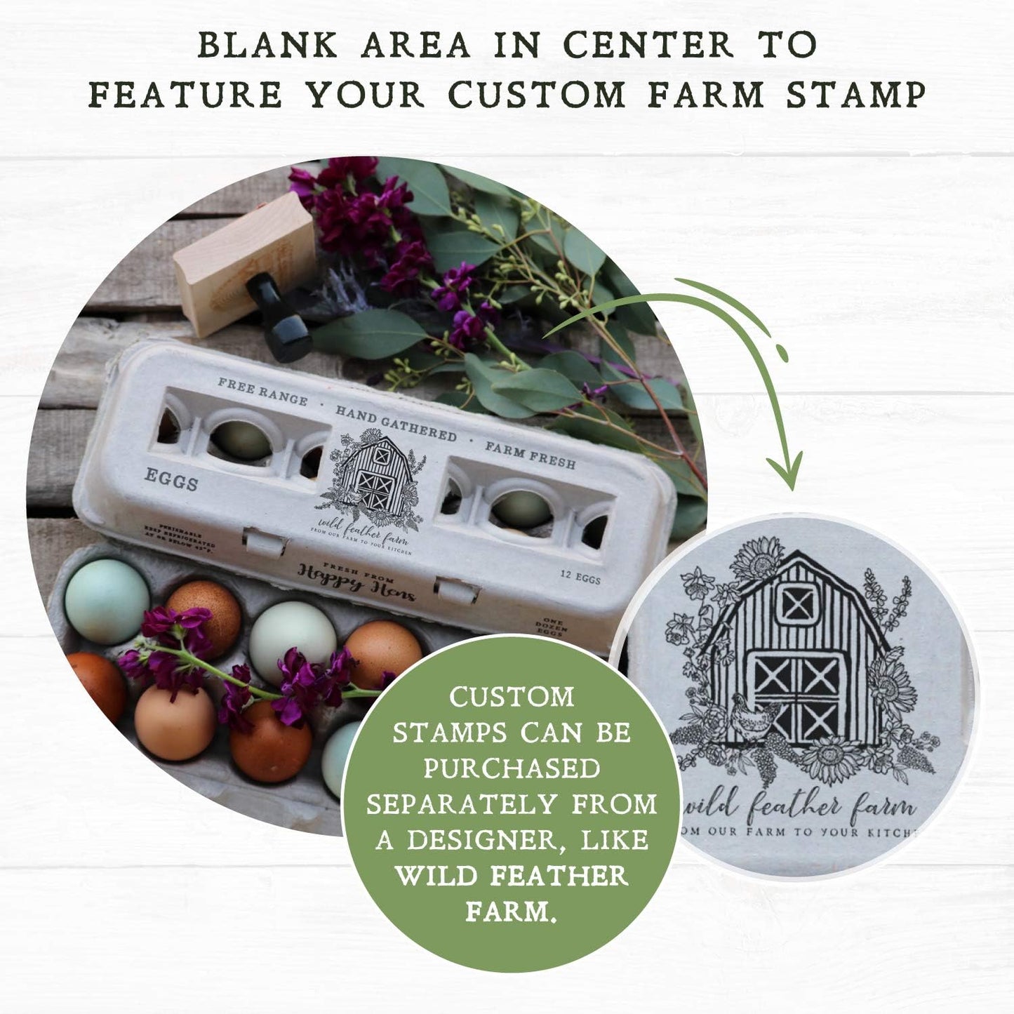 Egg Cartons- Adorable Printed Design for Farm Fresh Eggs, Recycled Paper Cardboard, Sturdy & Reusable, Holds up to XL Chicken Eggs (Blank Stamping, 250)