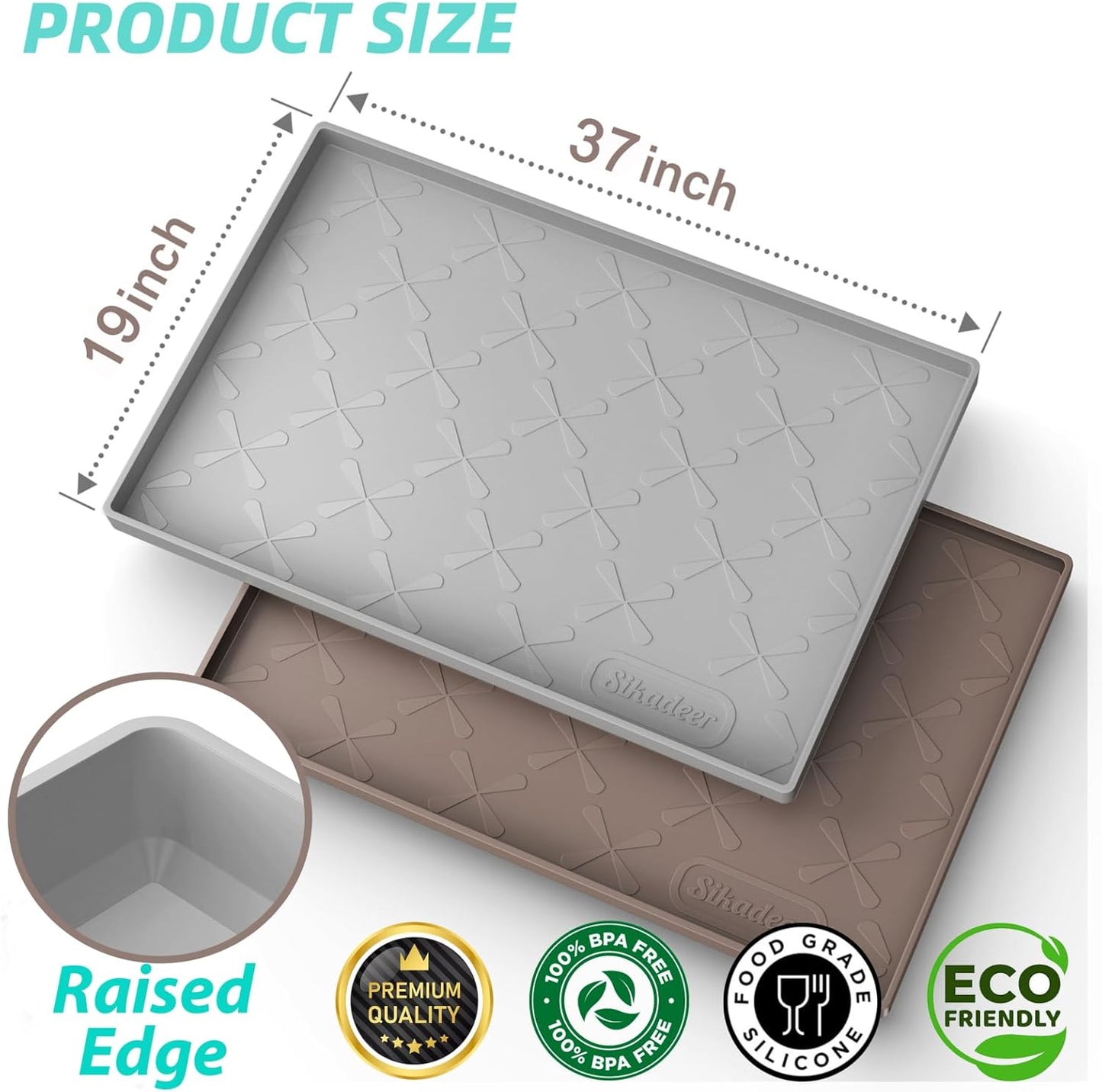 SIKADEER 37" x 19" Under Sink Mat Waterproof, Silicone Mat Kitchen Drawer Shelf and Cabinet Liner, Sink Protector for Bathroom Organizers and Storage, Boot Tray Pet Food Mats
