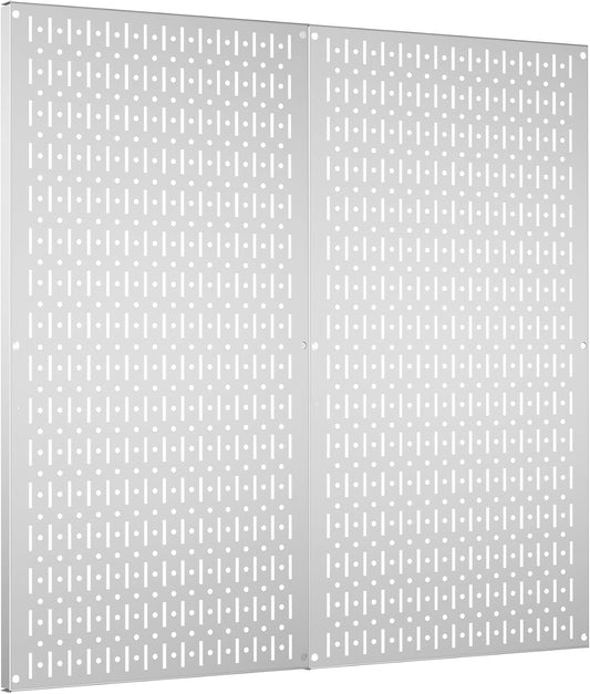 Pegboard Wall Organizer 2 PCS 32" x 16" Silvery Peg Board Metal Pegboard Panels for Garage Tool Storage