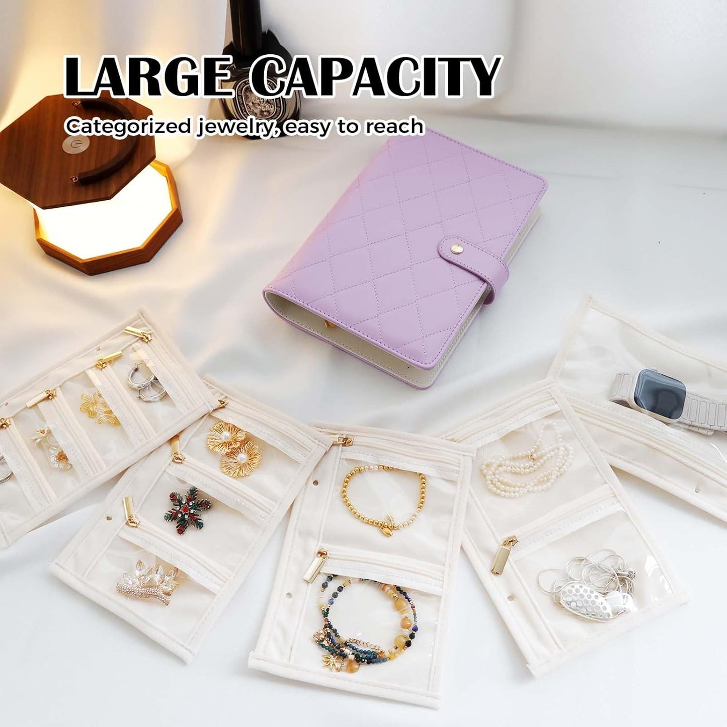 Travel Jewelry Organizer Case ， Portable Jewelry Organizers Storage Book, Compact Jewelry Roll for Earrings, Rings, Necklaces - Perfect Jewelry Travel Bag for Women