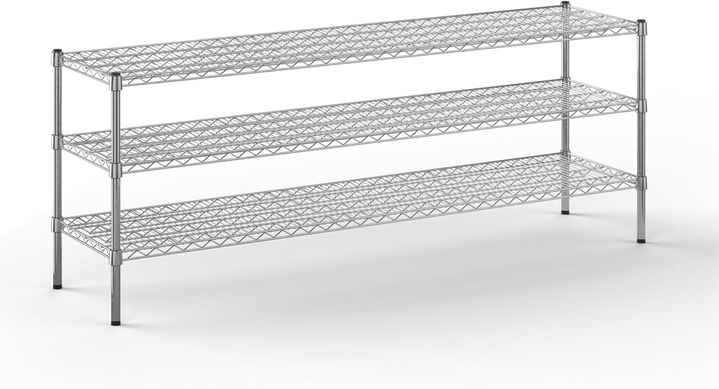 18" Deep x 72" Wide x 27" Height Wire Shelving Kit | 3-Tier | NSF Commercial Storage Rack Unit