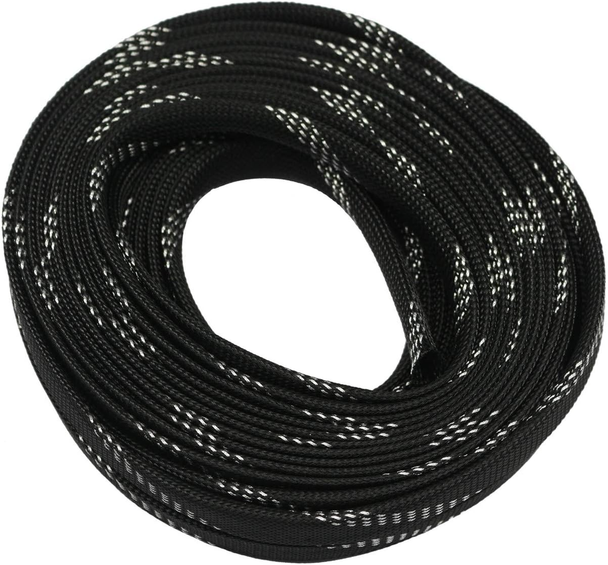 30ft PET Expandable Sleeving Wire Cable Sleeve (1/4", Silver&Black)