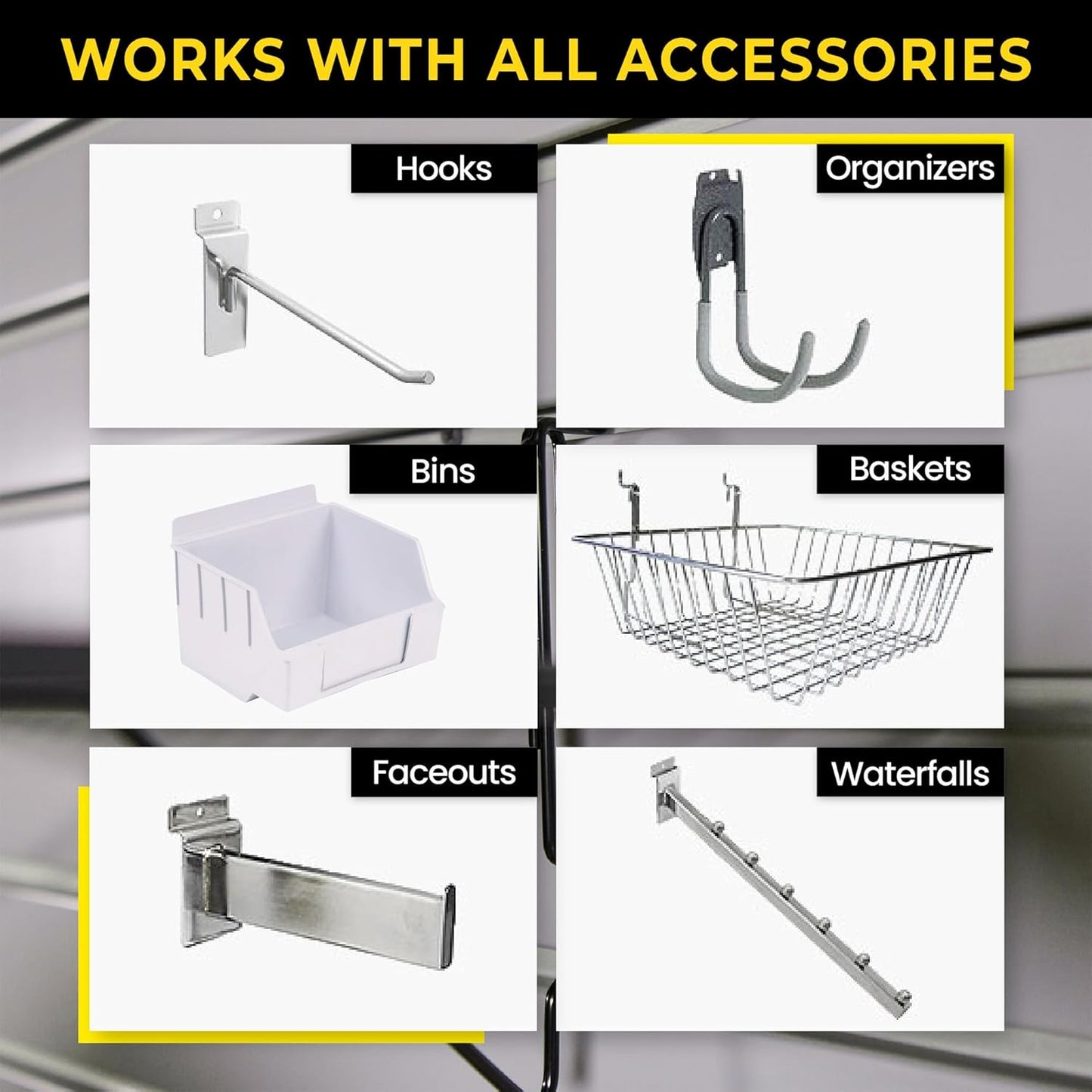 DLDIRECT 24" X 48" - Grey Slatwall Panel Garage Organizer: Heavy Duty Wall Mounted PVC Rack, Interlocking Slat Paneling for Garage Storage, Slotwall Board, Shelves System