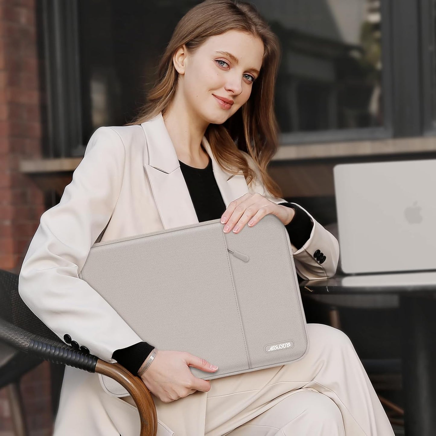 MOSISO Laptop Case 16 inch, 15-15.6 inch Laptop Sleeve Compatible with MacBook Pro 16 M4 M3 M2 M1, HP Acer Dell Lenovo ASUS Notebook, Polyester Vertical Computer Sleeve Bag with Pocket, Stone Gray