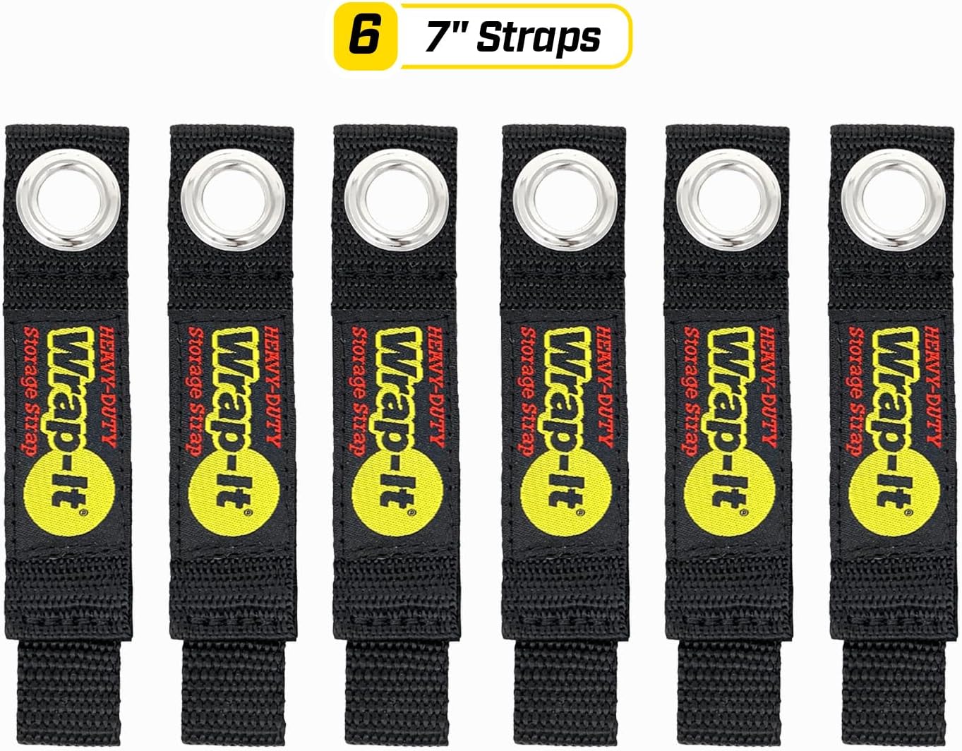 Heavy-Duty Wrap-It Storage Straps, 7-inch (6 Pack) - Hook and Loop Tool Cord Organizer, Extension Cord Hanger, Kitchen Cord Keeper, Cable Straps for Cords, Hoses, Rope, RV, and Garage Organization