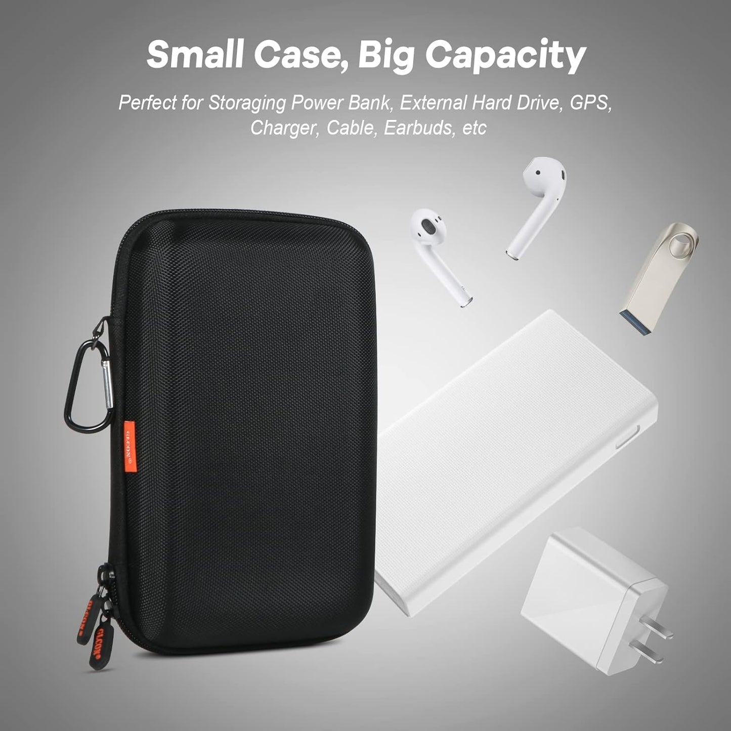 2 Colors Shockproof Hard Shell Carrying Case for GPS, External Hard Drive, Power Bank, Charger, Cable, Heart Monitor, Cell Phone, Electronic Accessories - Larger Capacity Storage Pouch Travel Bag