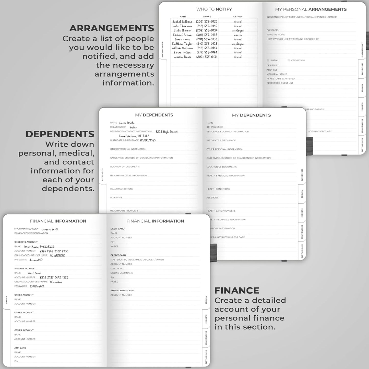 Clever Fox End of Life Planner – Final Arrangements Organizer for Beneficiary, Will Preparation, Last Wishes & Funeral Planning, A5 (Silver Black)