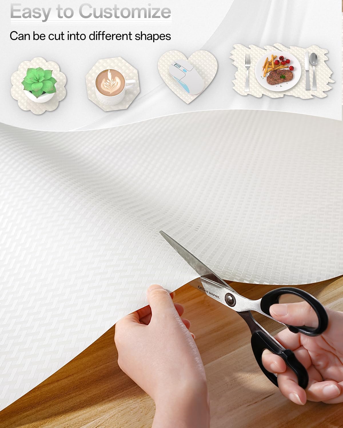 Shelf and Drawer Liner for Kitchen Cabinet, Non-Adhesive 12in x 360in Waterproof Contact Paper Refrigerator Liners Thickened Durable EVA Material Non Slip Mat for Dresser Cupboard Pantry Protector
